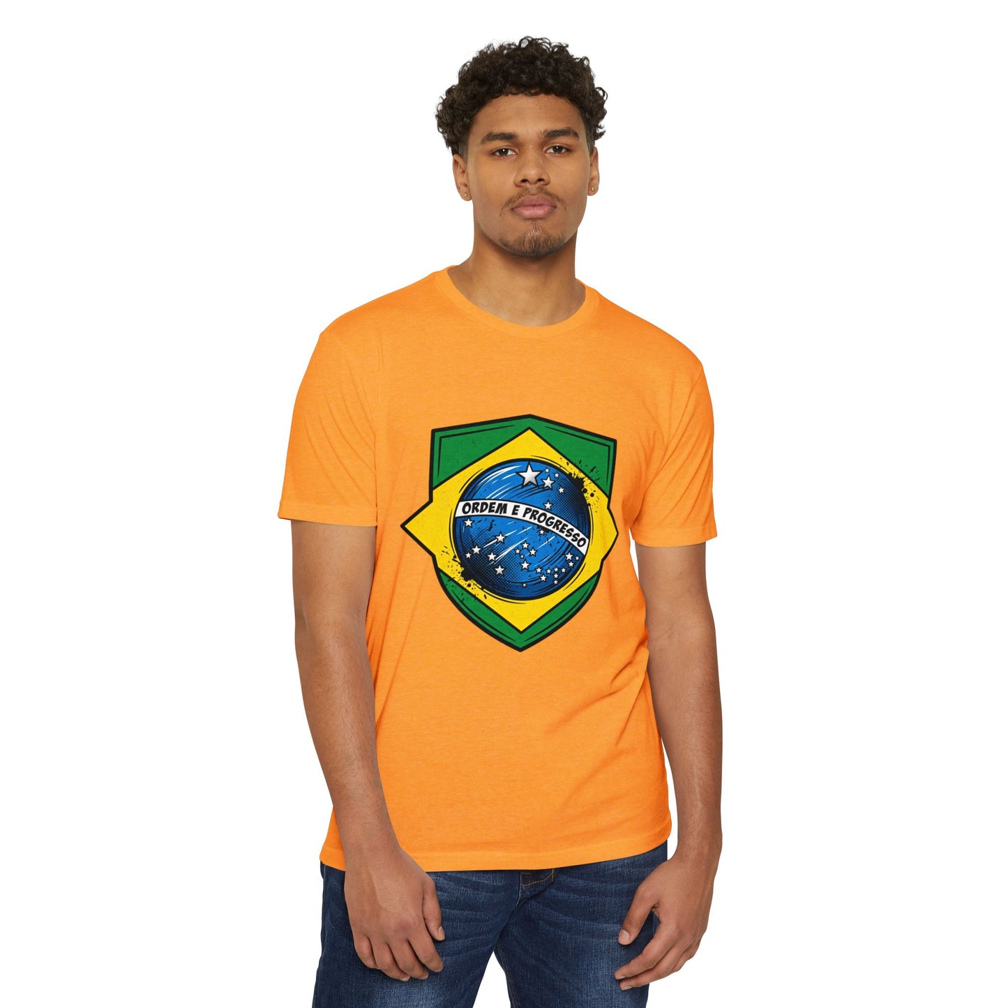 Brazil Flag Crest T-Shirt — Brazilian Soccer/Patriot Pride Tee