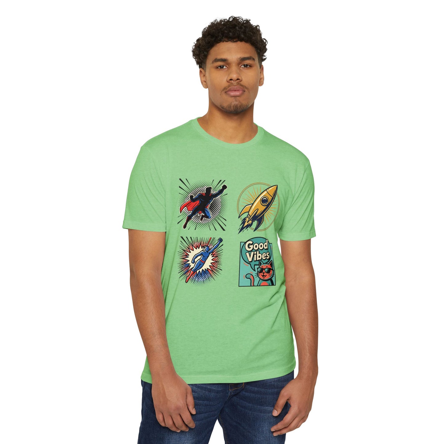 Good Vibes Rocket Retro Comic Patch T-Shirt