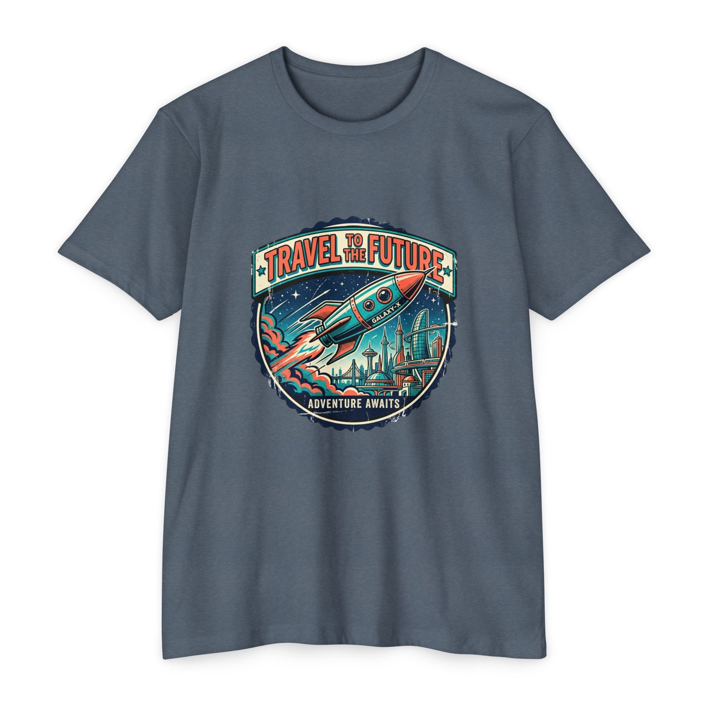 Travel the Future Rocket T-Shirt — Adventure Awaits Vintage Space Tee