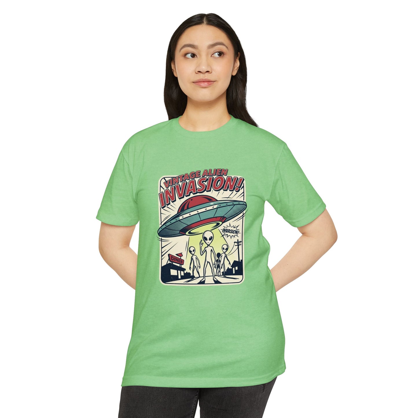 Alien Invasion Vintage UFO Sci‑Fi T-Shirt