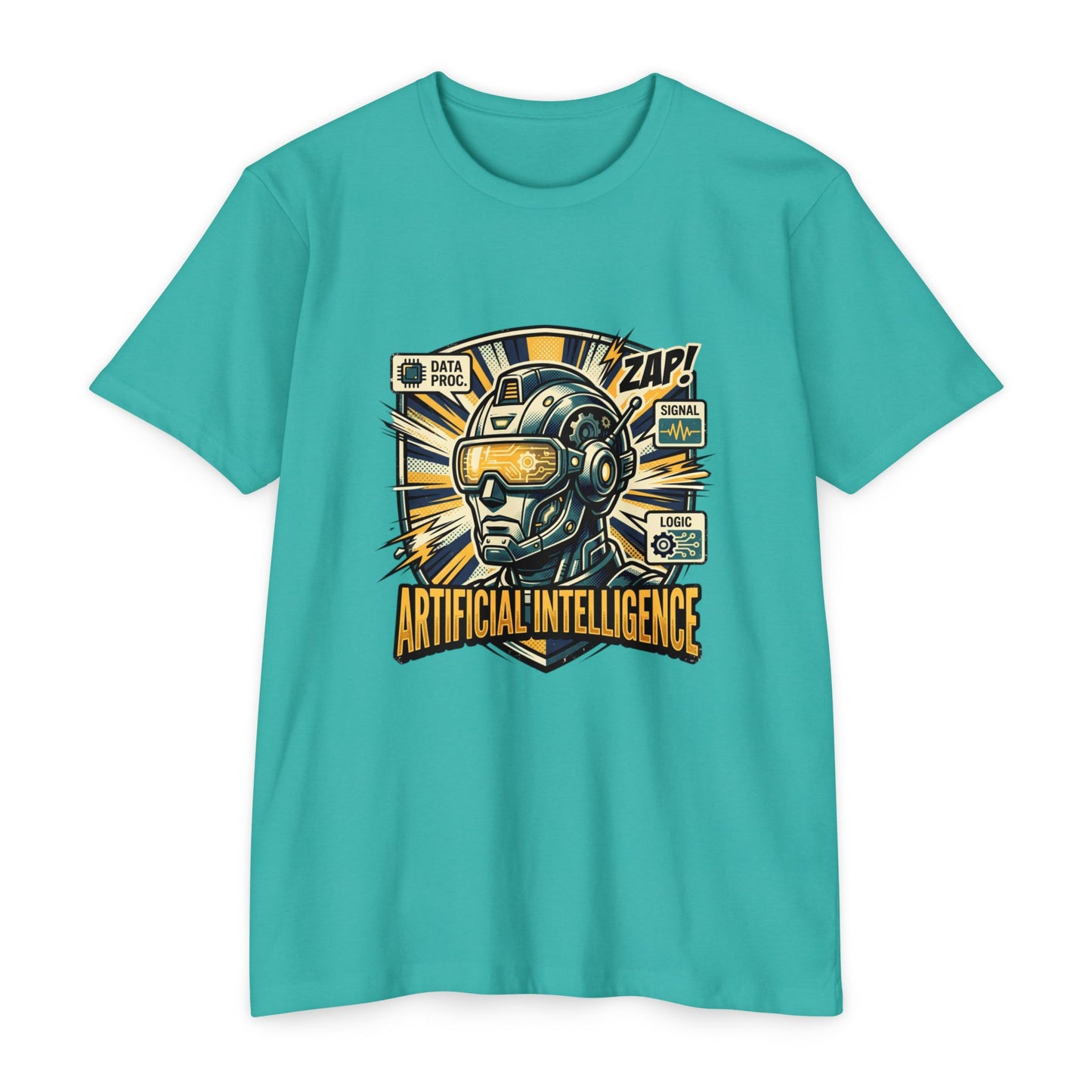 AI Robotics Graphic T-Shirt — "Artificial Intelligence" Retro Helmet Design