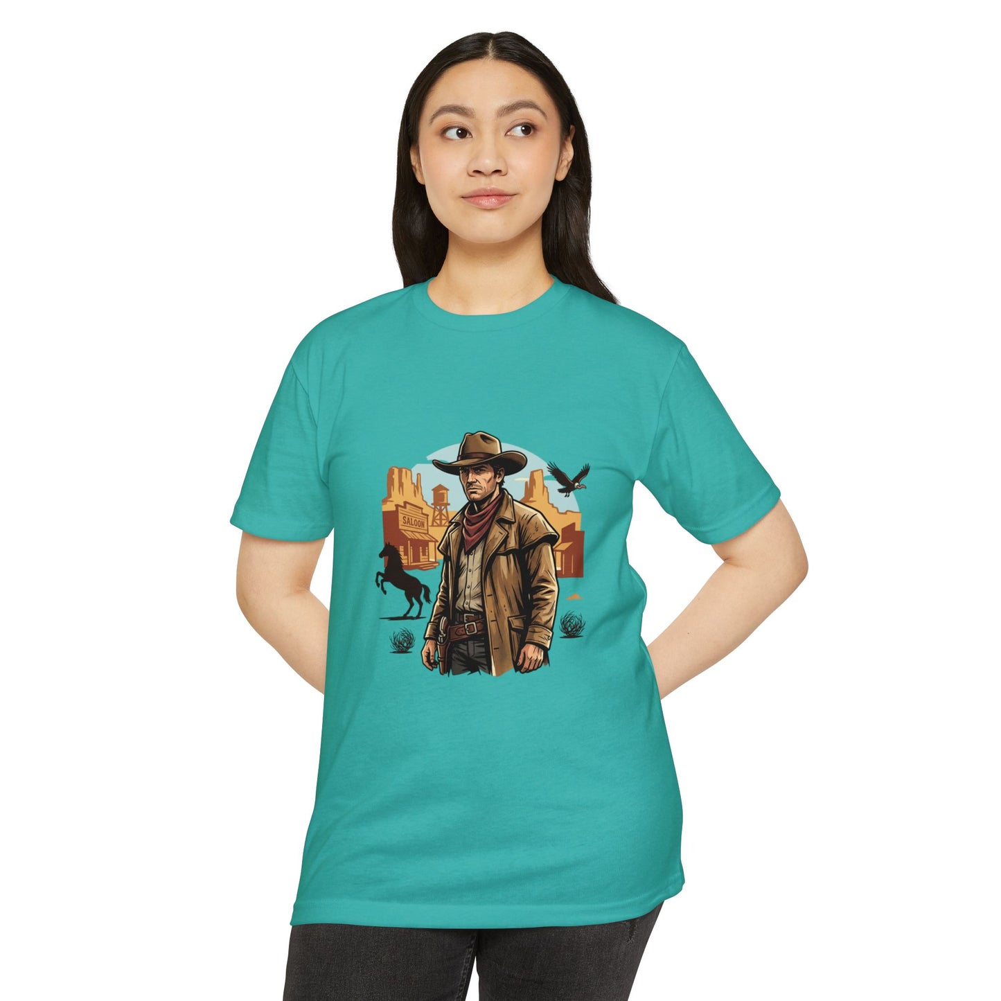 Western Cowboy Graphic T-Shirt — Desert Outlaw Illustration