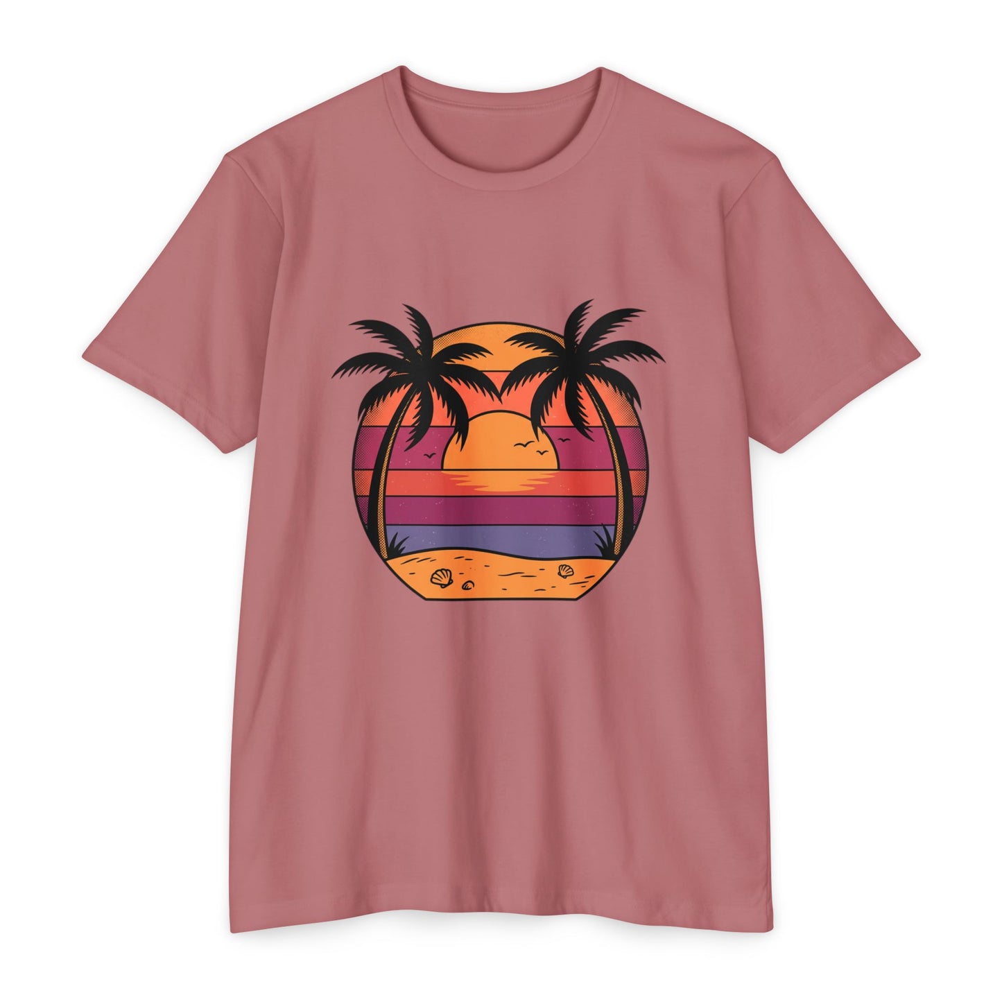 Sunset Palm Beach T-Shirt — Retro Tropical Sunset Graphic