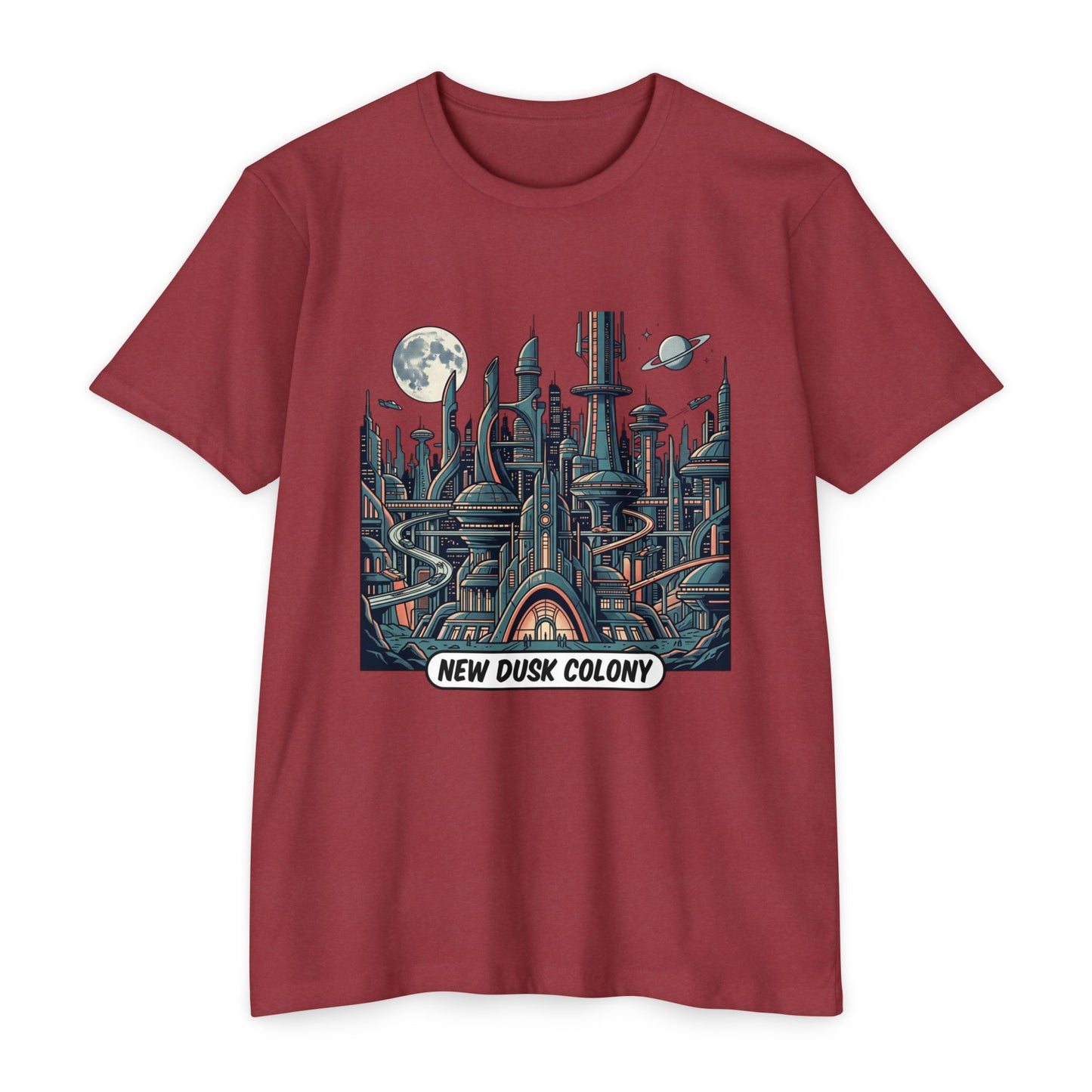 Retro Futuristic Cityscape T-Shirt — New Dusk Colony Tee