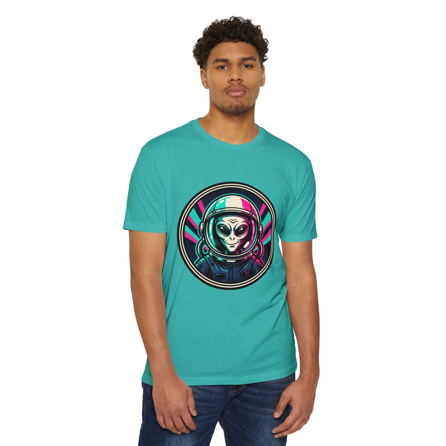 Alien Astronaut Neon Space Crew T‑Shirt