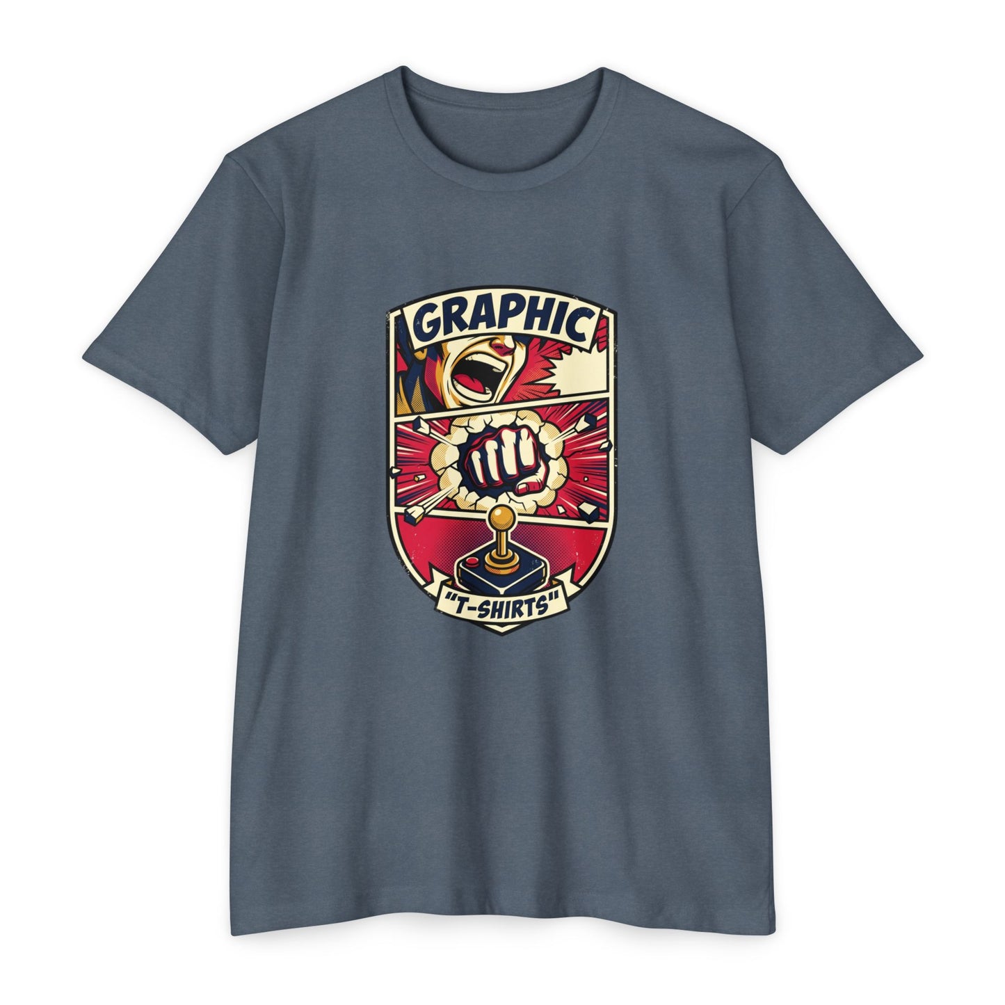 Vintage Gamer Logo T-Shirt — Fist & Joystick Retro Graphic Tee