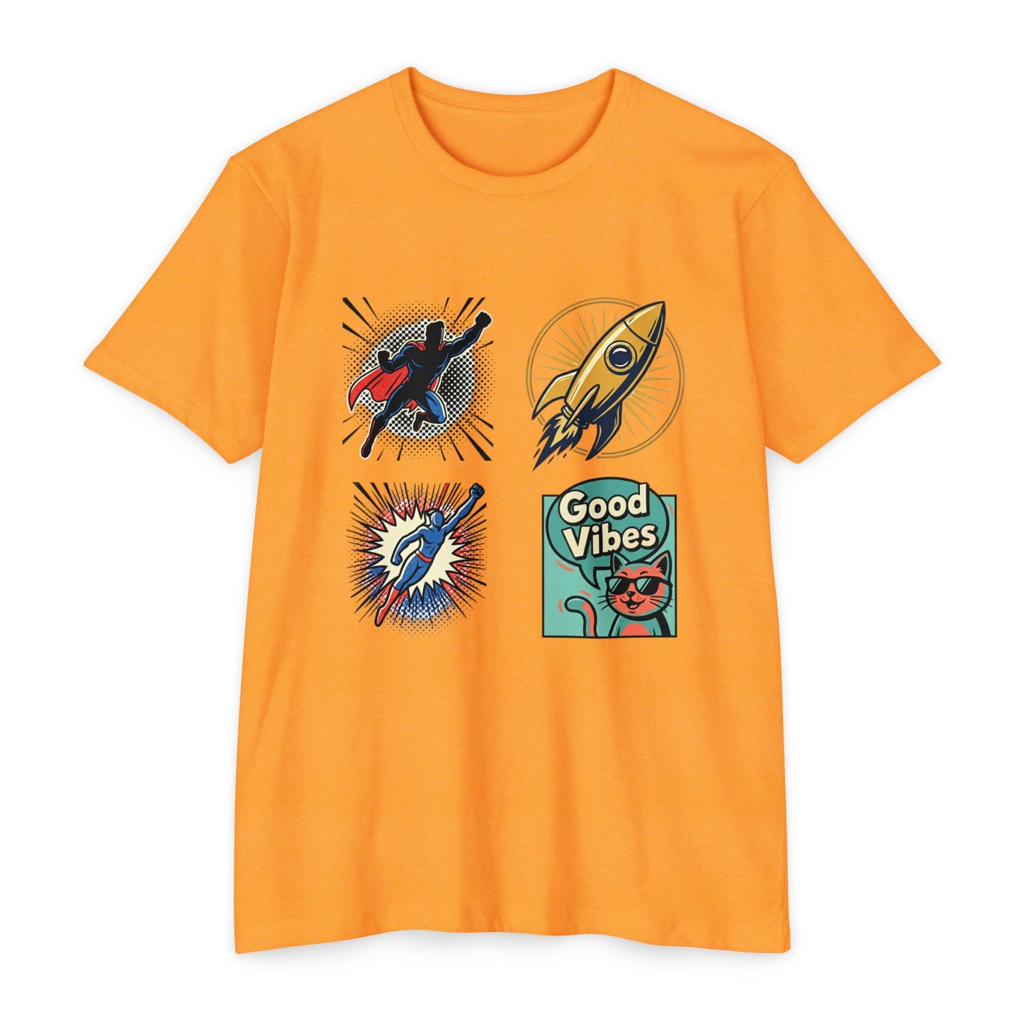 Good Vibes Rocket Retro Comic Patch T-Shirt