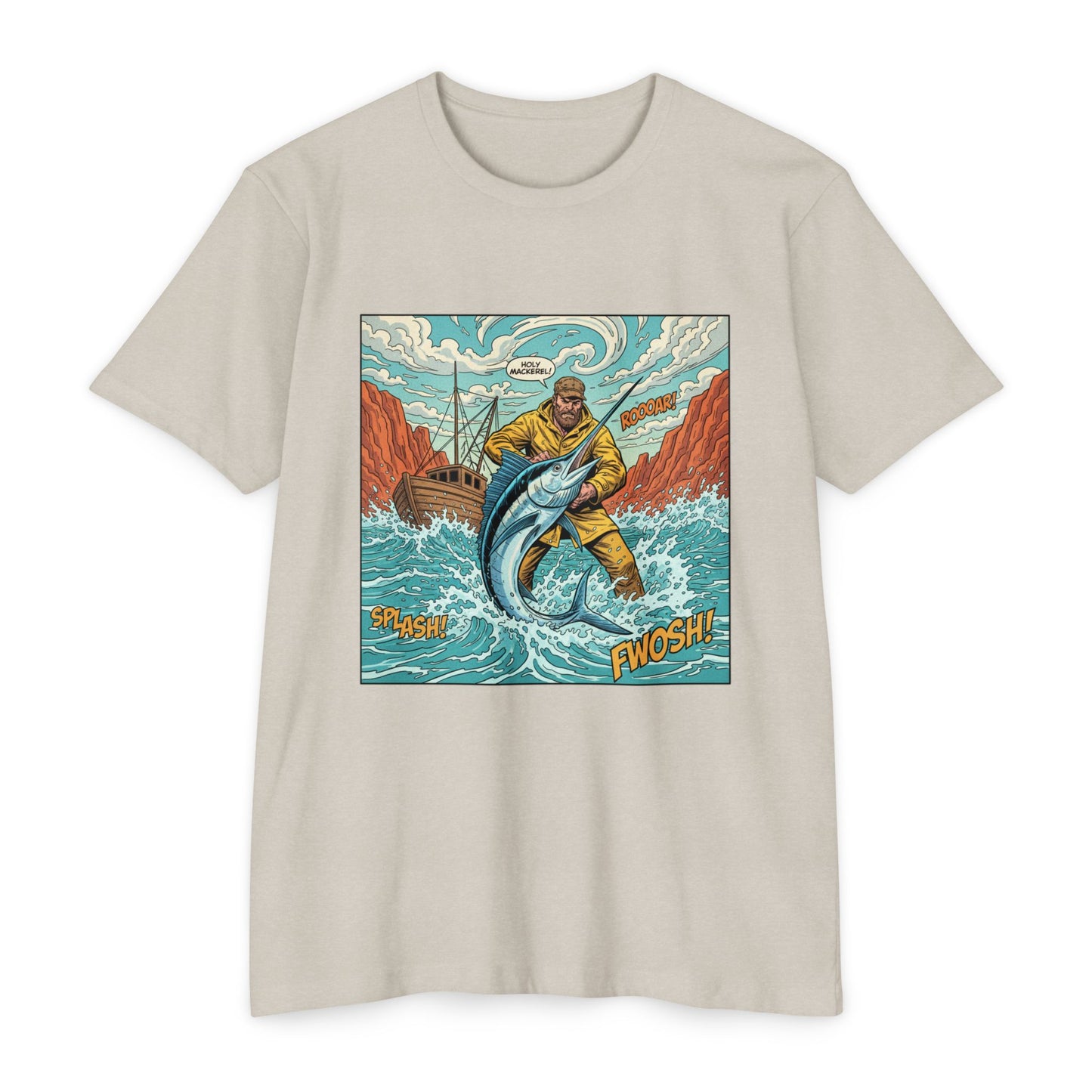 Retro Fisherman 'FWOSH' Fishing Graphic T-Shirt