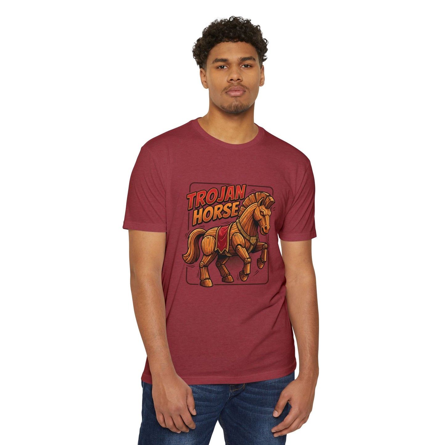 Trojan Horse Graphic Tee - Vintage Wooden Horse Illustration T-Shirt