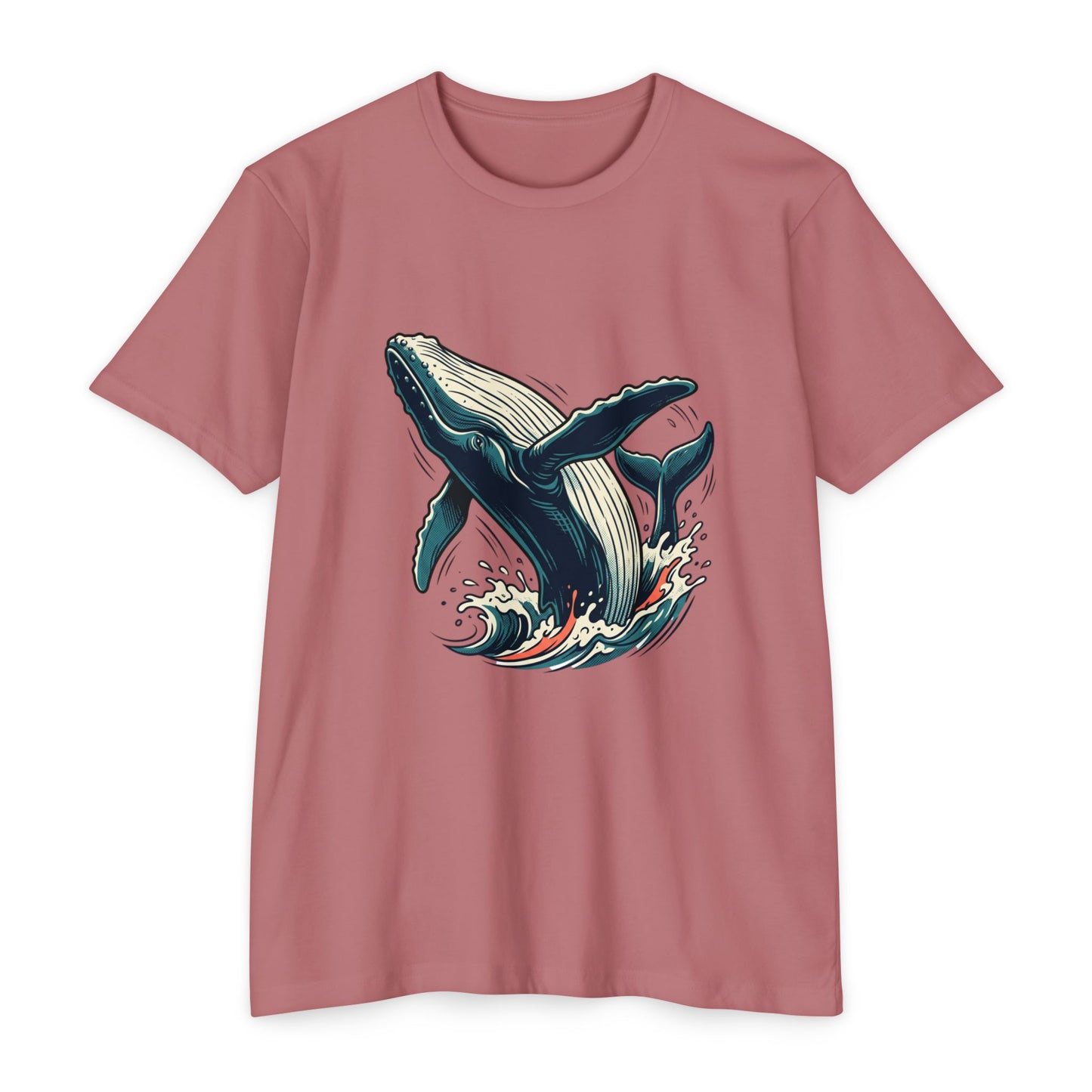 Whale Wave Graphic T-Shirt — Ocean Humpback Illustration Tee