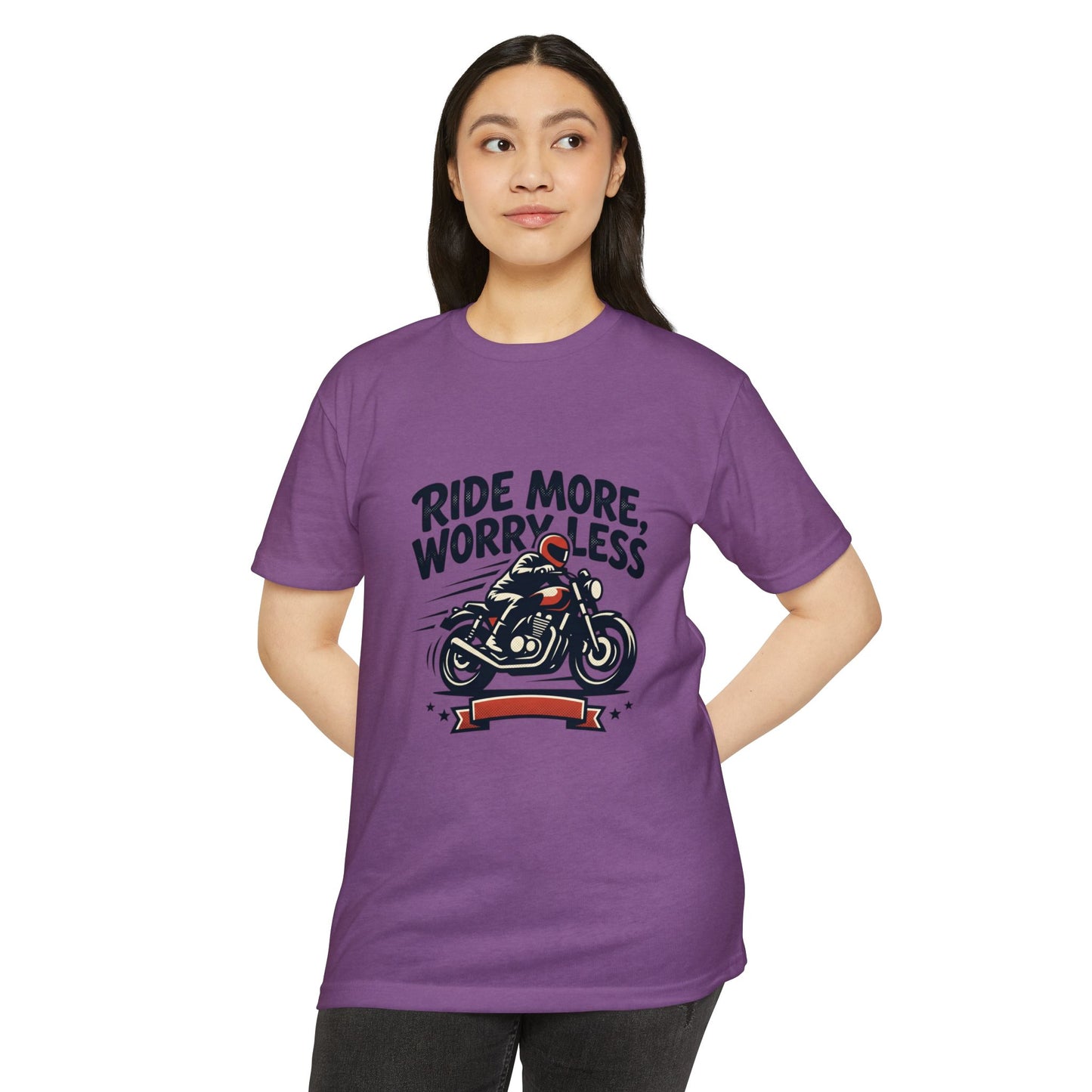 Ride More Worry Less Motorcycle T-Shirt — Biker Tee for Riders & Enthusiasts