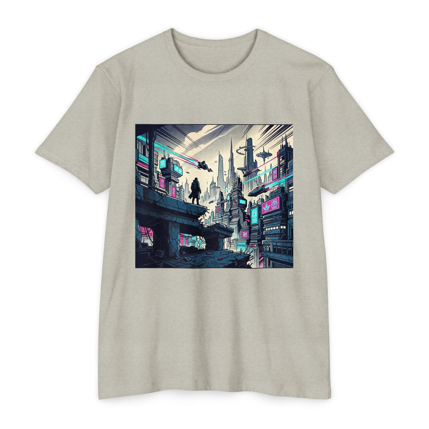 Cyberpunk Cityscape T-Shirt — Neon Futuristic Streetwear