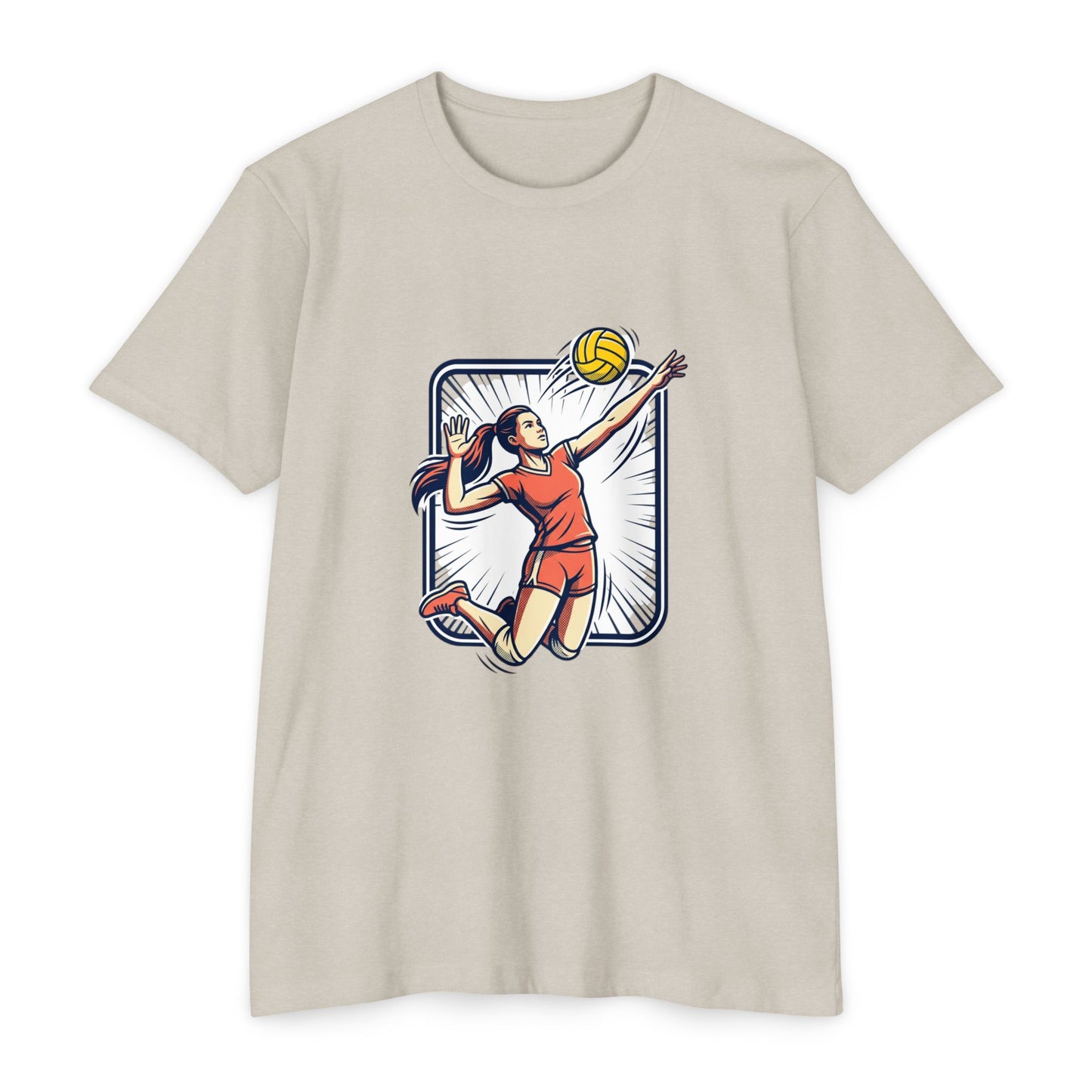 Volleyball Spike Graphic T-Shirt — Female Player Action Tee