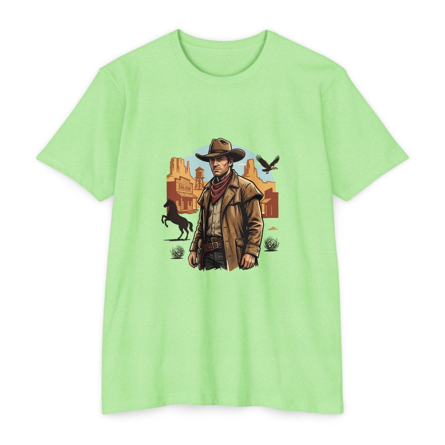 Western Cowboy Graphic T-Shirt — Desert Outlaw Illustration