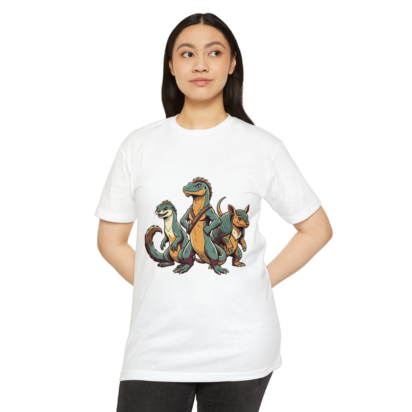 Retro Trio Dino Velociraptor T-Shirt — Cute Cartoon Dino Tee