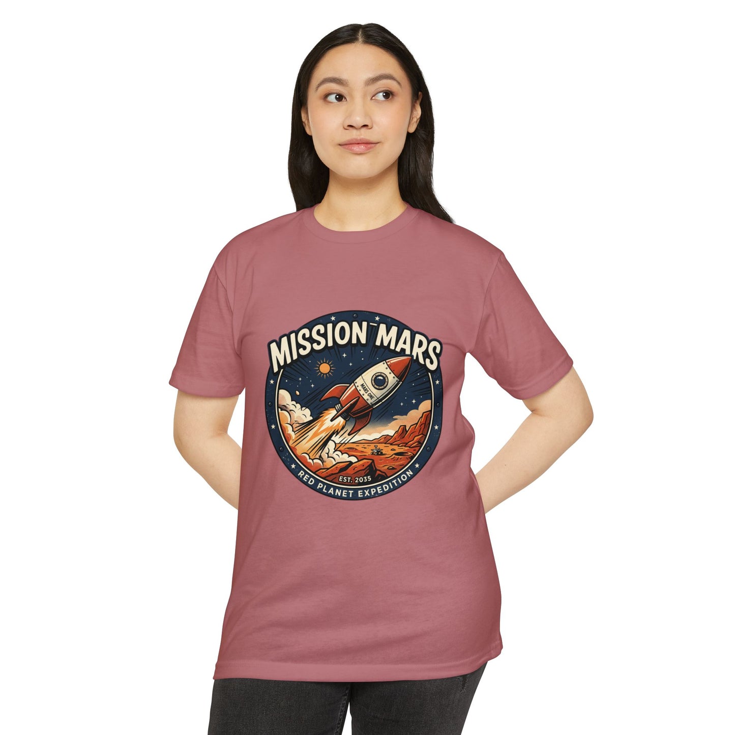 Mission Mars Rocket T‑Shirt — Retro Red Planet Expedition Tee