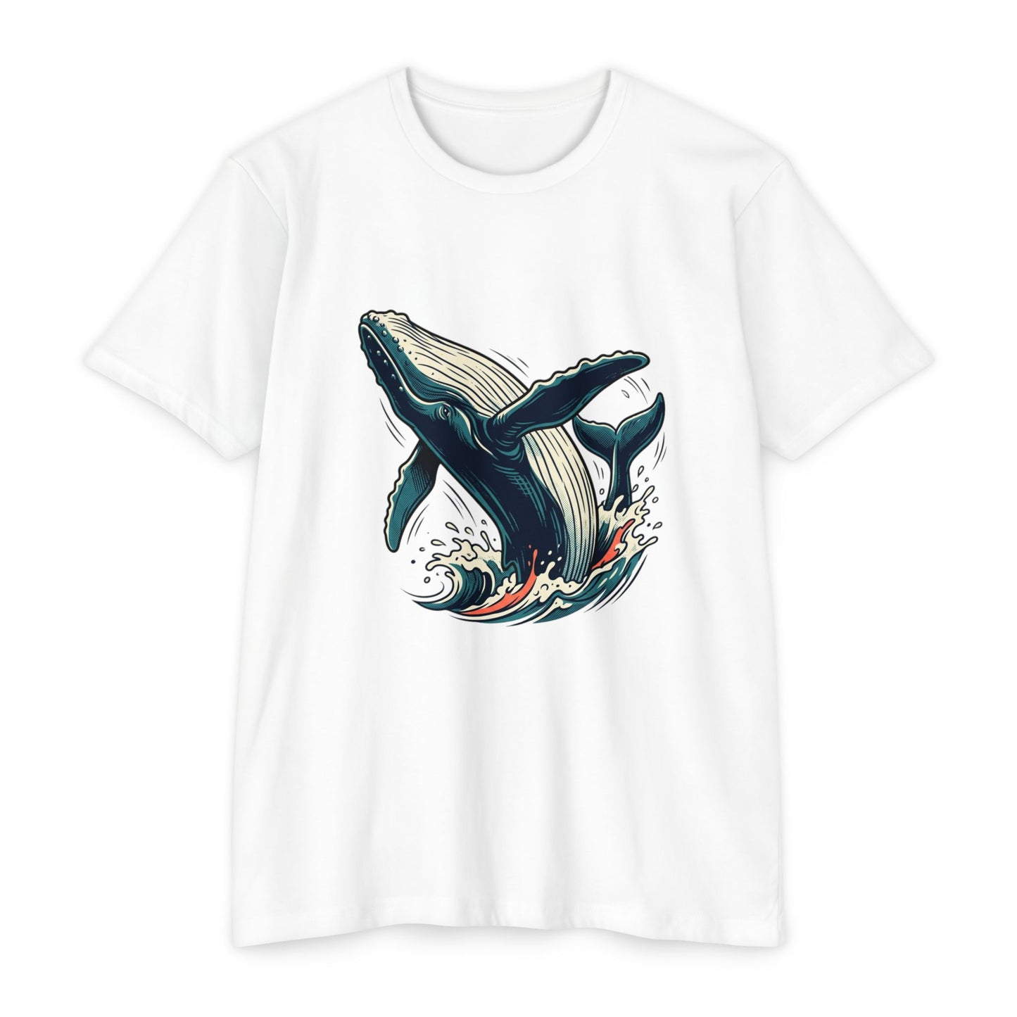 Whale Wave Graphic T-Shirt — Ocean Humpback Illustration Tee