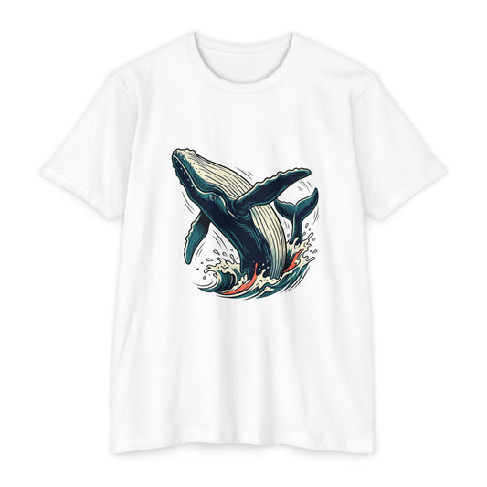 Whale Wave Graphic T-Shirt — Ocean Humpback Illustration Tee