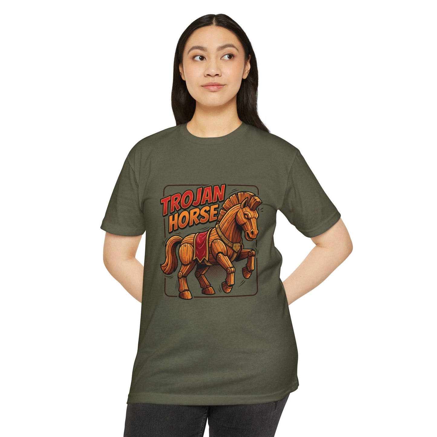Trojan Horse Graphic Tee - Vintage Wooden Horse Illustration T-Shirt