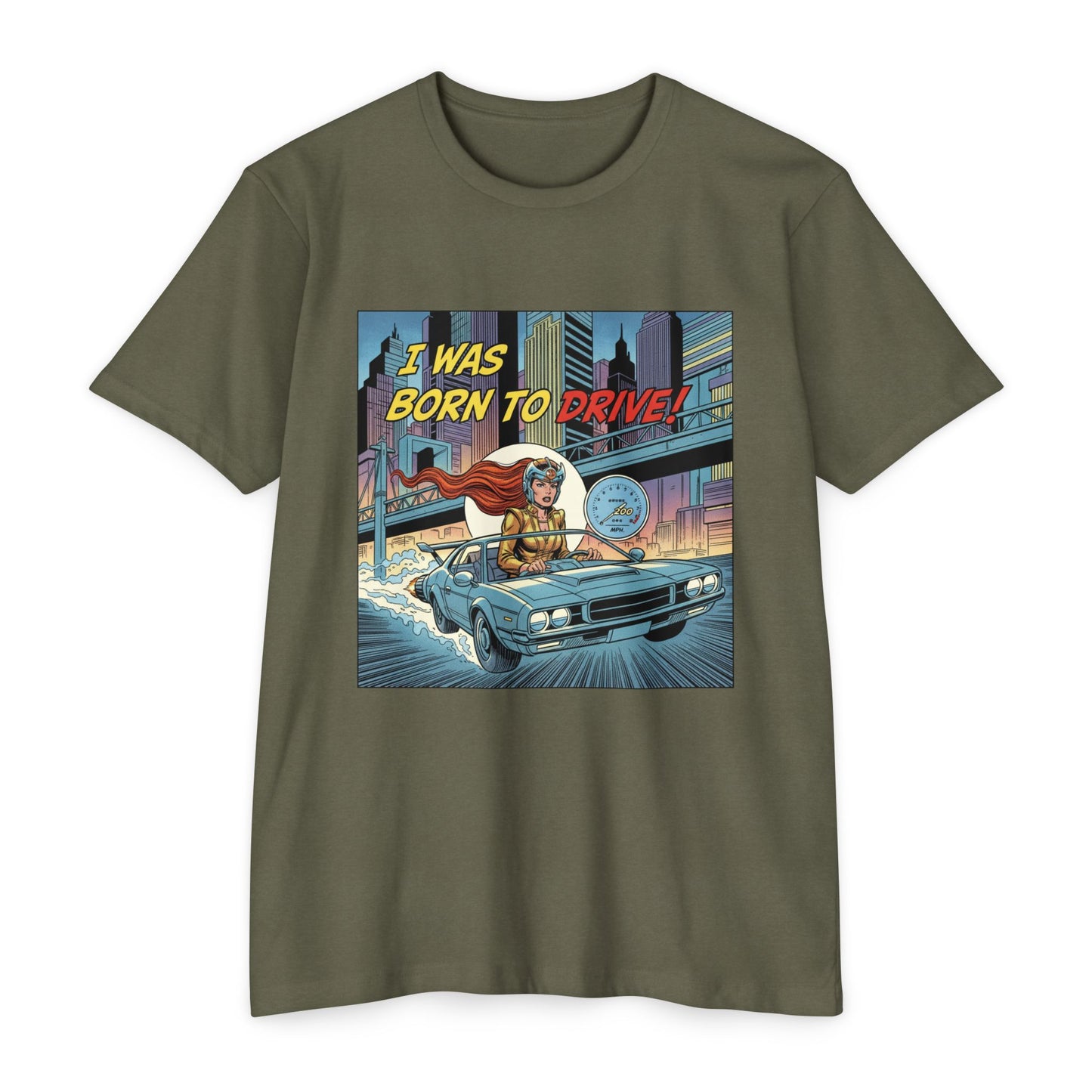 I Was Born to Drive Retro Comic Car T-Shirt