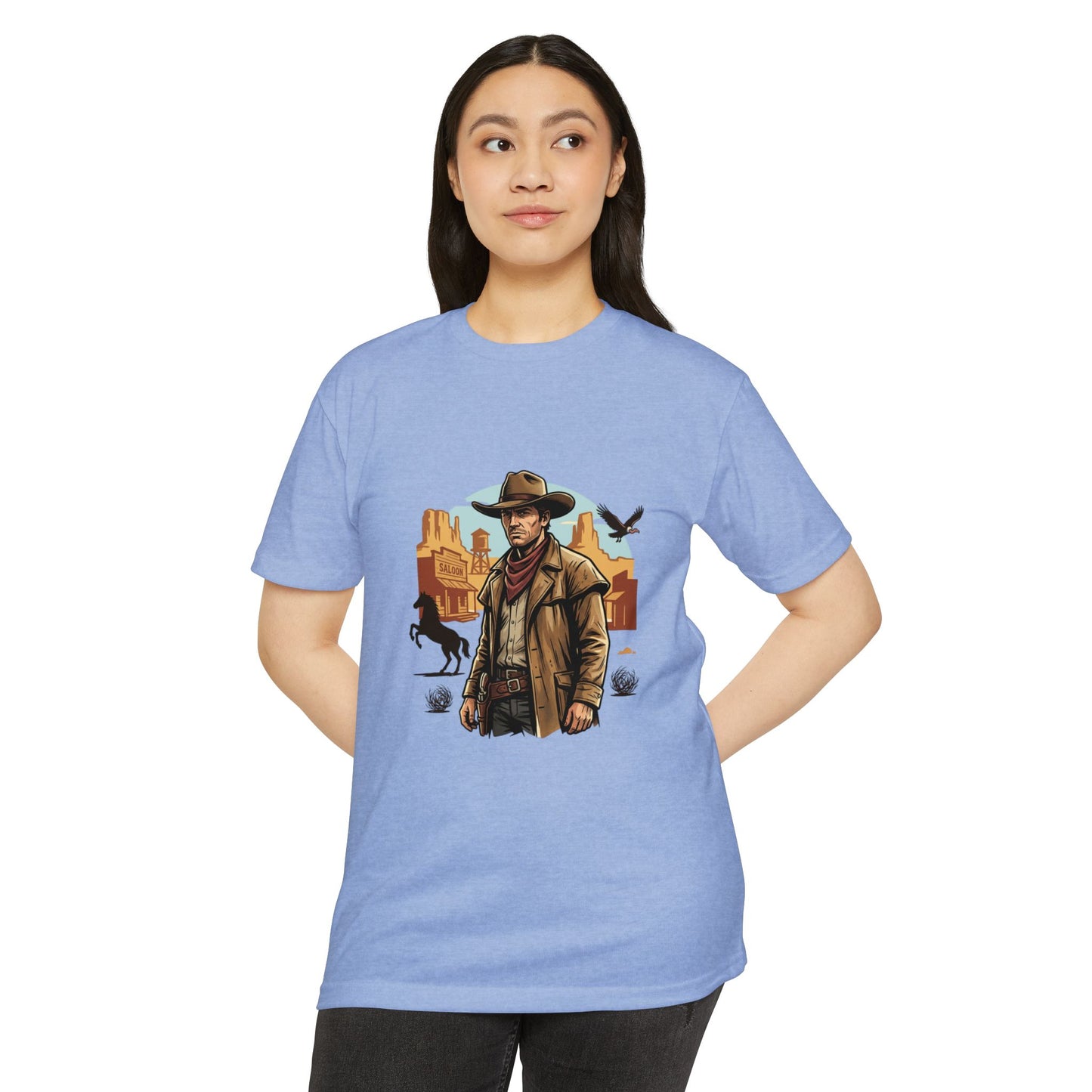 Western Cowboy Graphic T-Shirt — Desert Outlaw Illustration