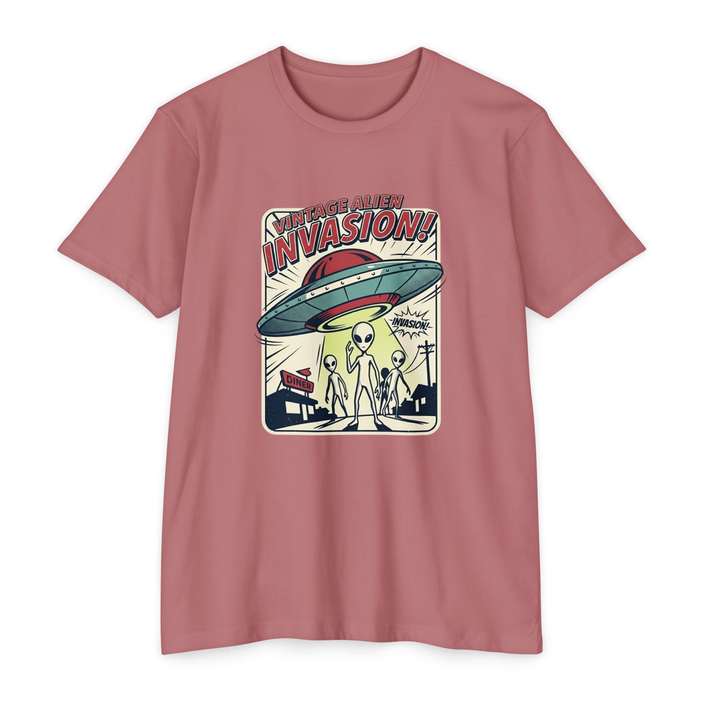 Alien Invasion Vintage UFO Sci‑Fi T-Shirt