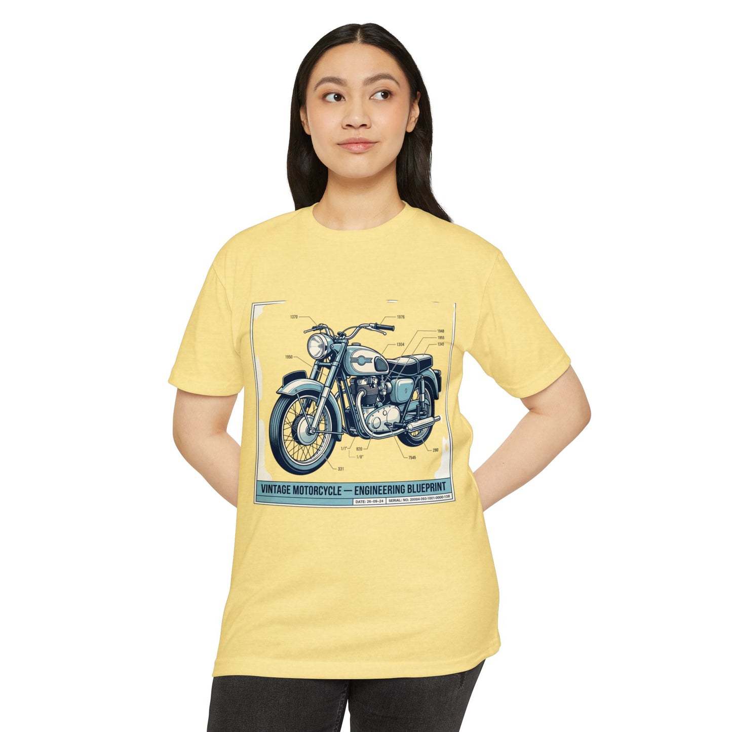 Vintage Motorcycle Blueprint T-Shirt — Classic Engineering Bike Tee