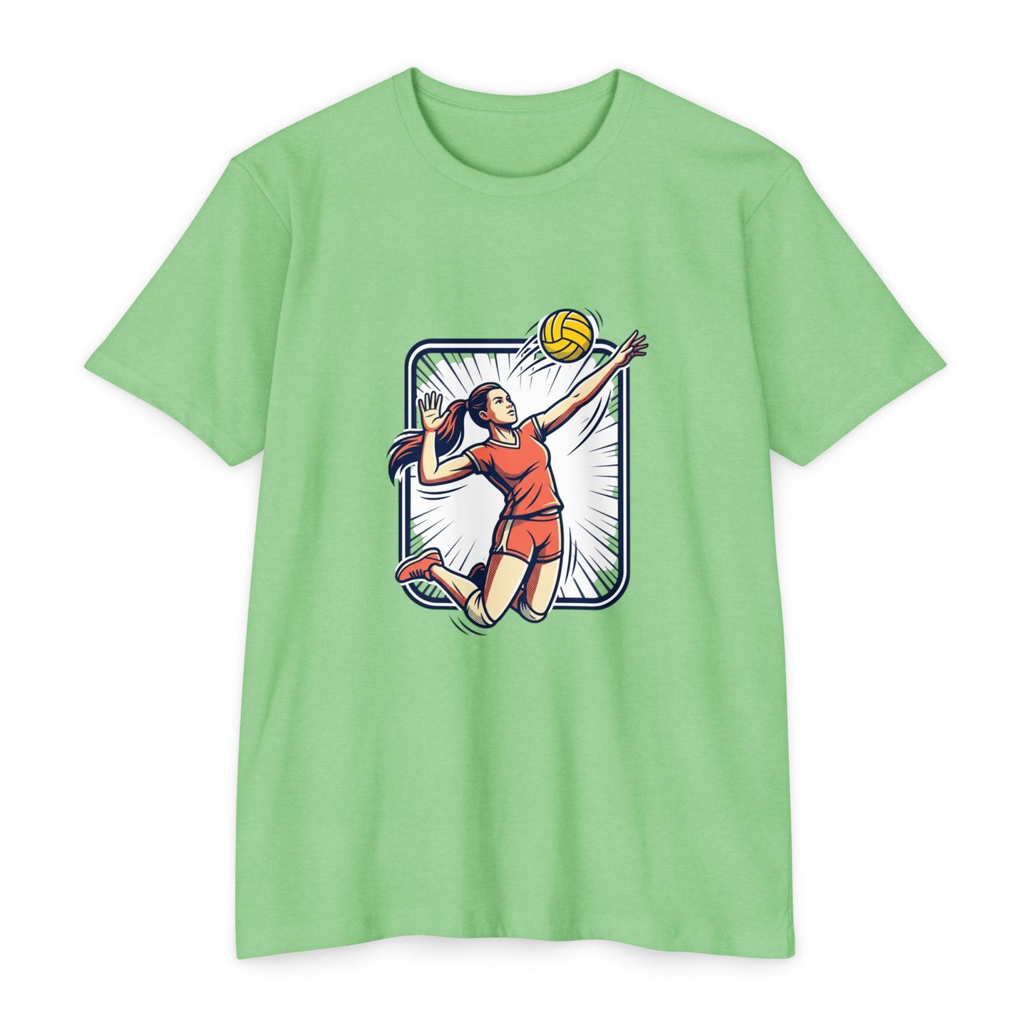 Volleyball Spike Graphic T-Shirt — Female Player Action Tee