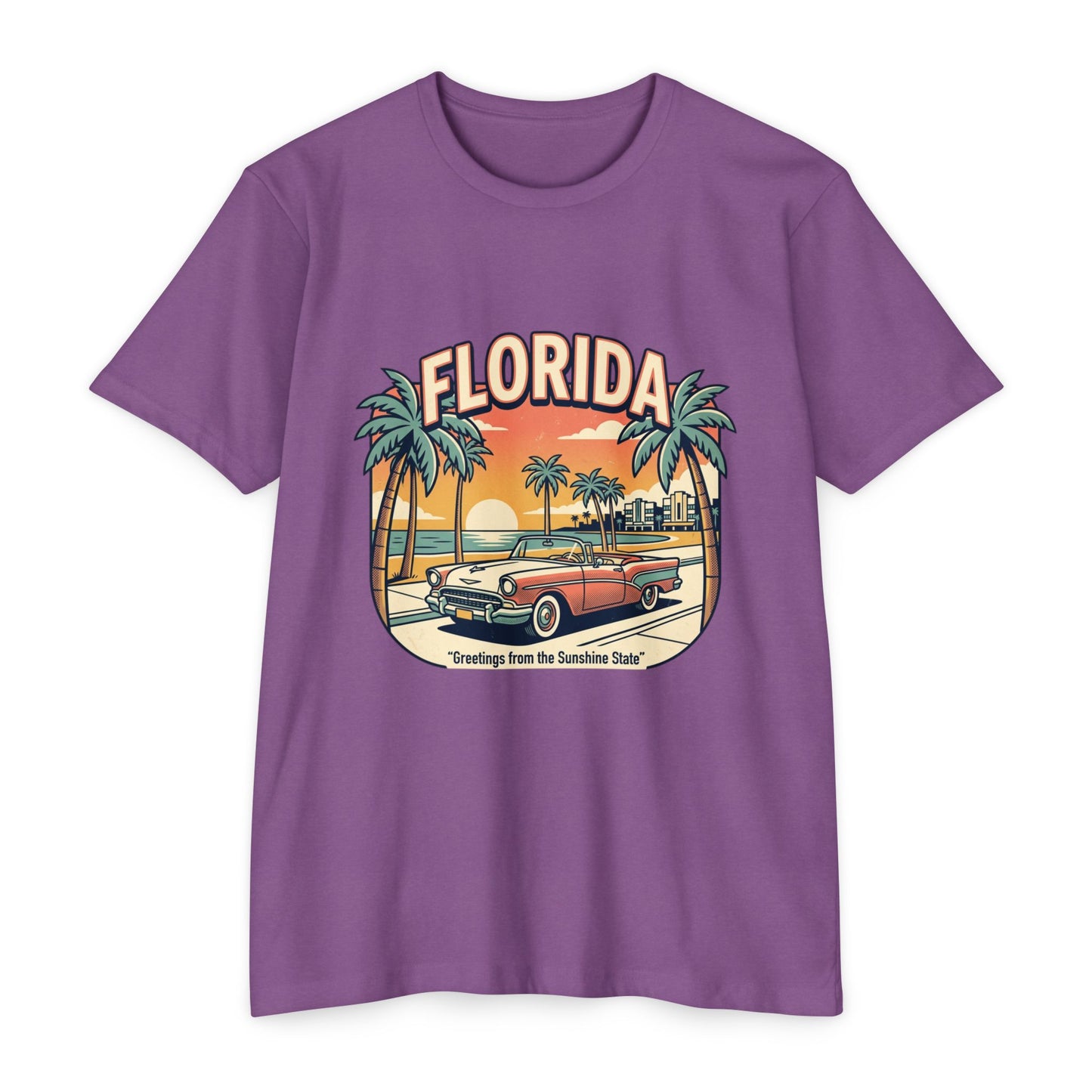 Florida Vintage Sunset T-Shirt — "Greetings from the Sunshine State"