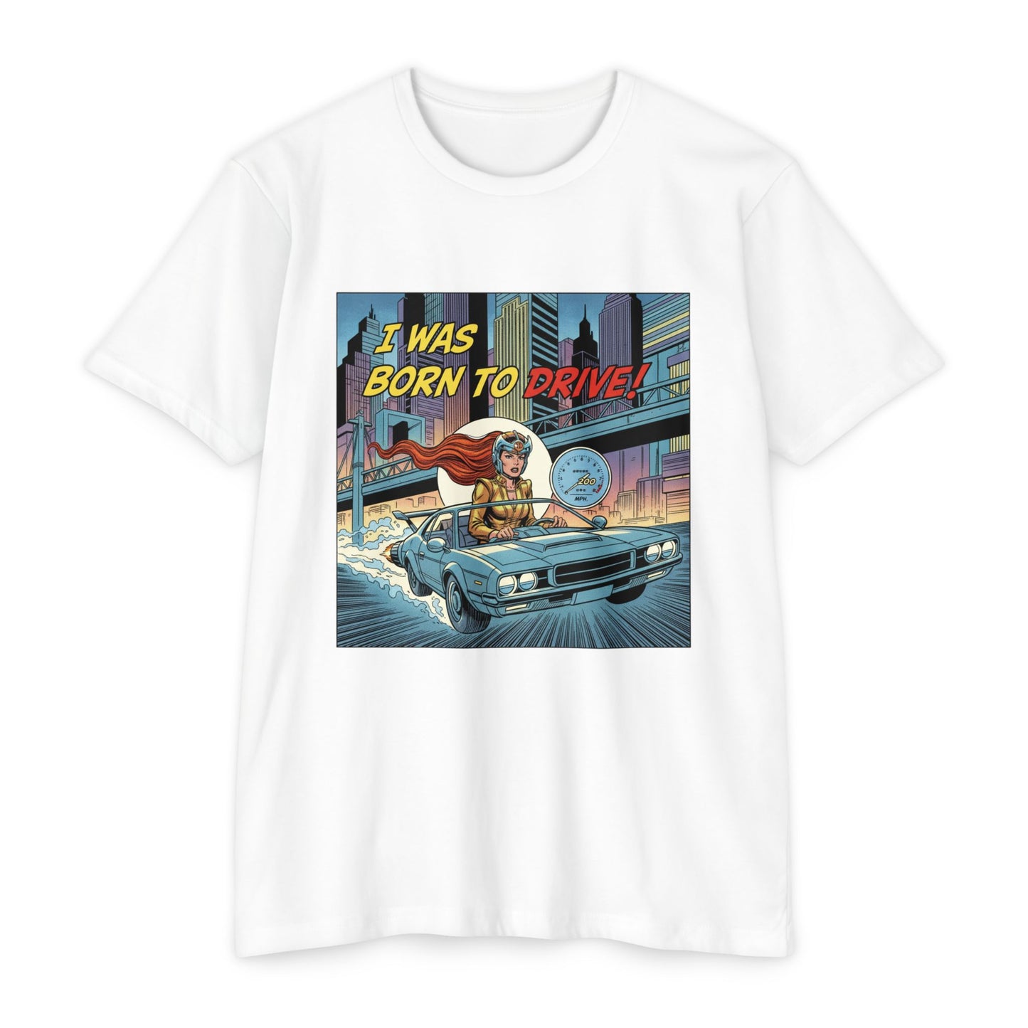 I Was Born to Drive Retro Comic Car T-Shirt
