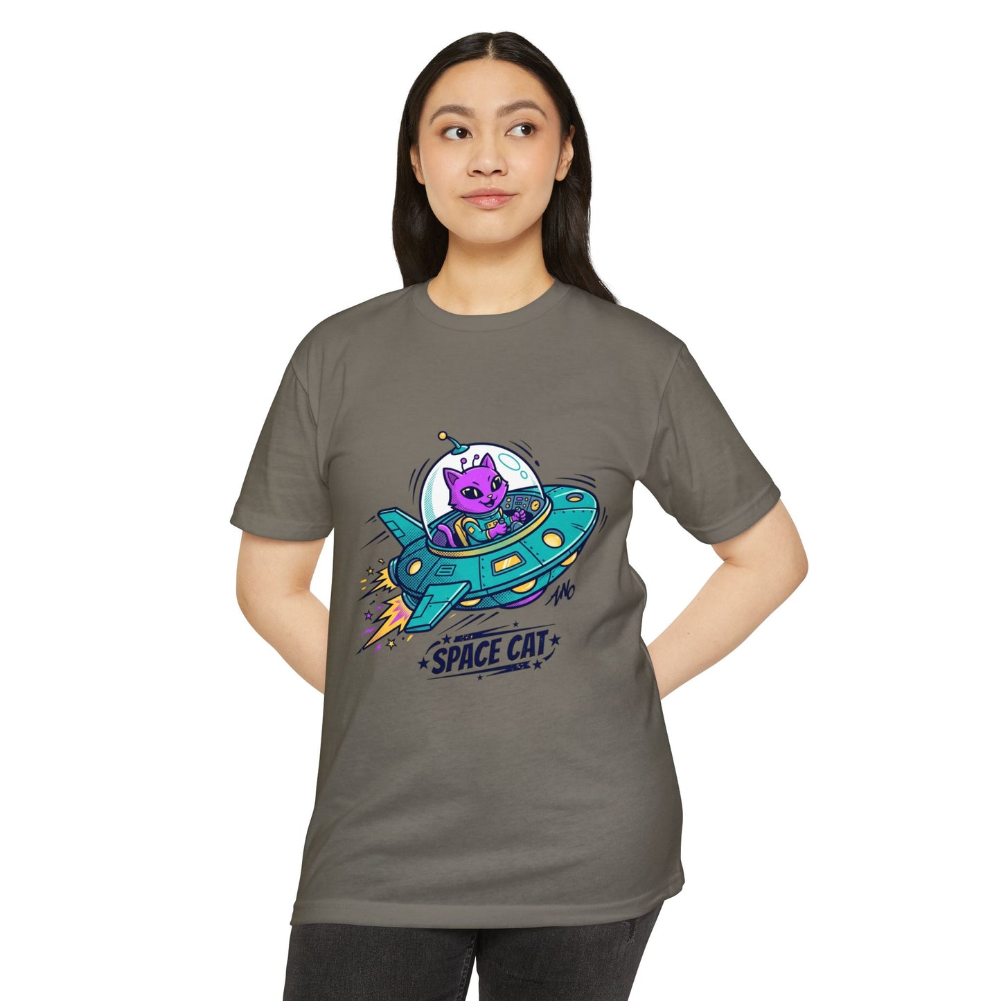 Retro Space Cat T-Shirt — UFO Graphic Tee