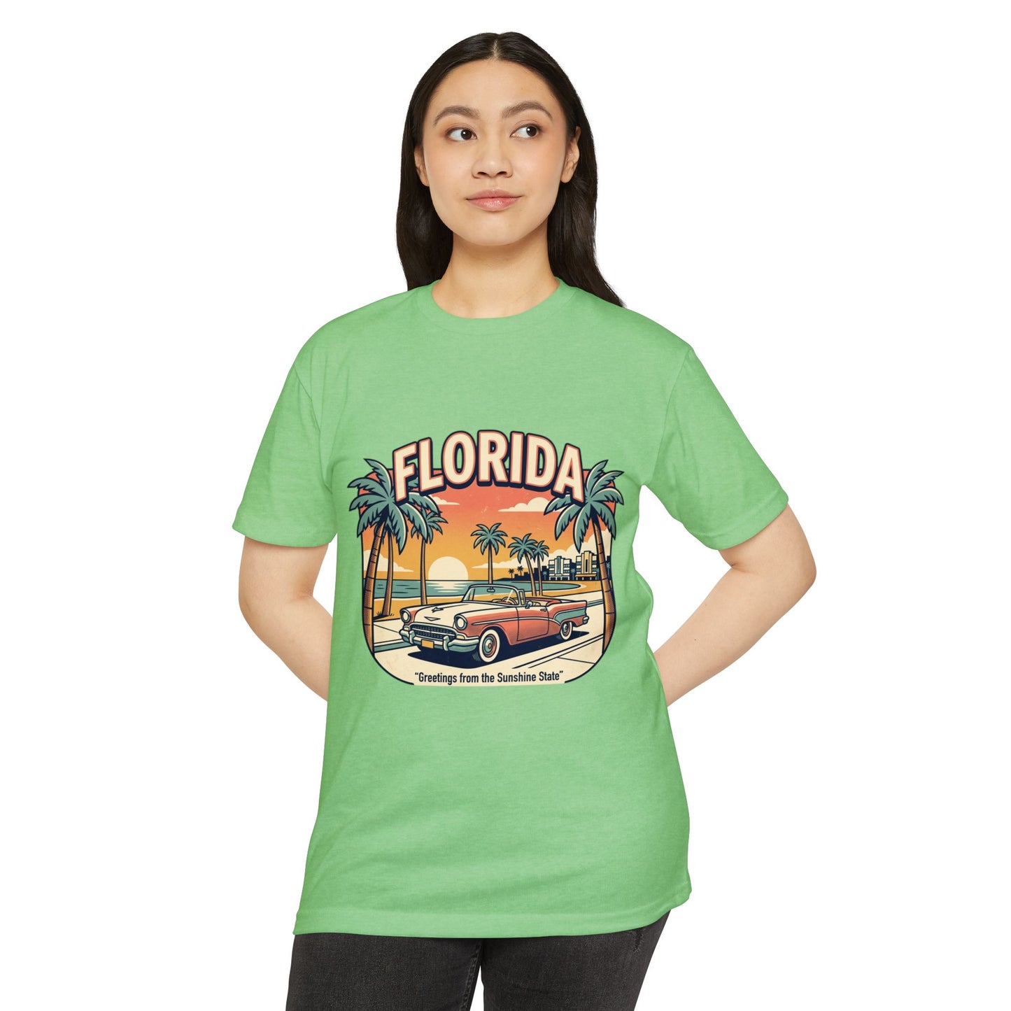 Florida Vintage Sunset T-Shirt — "Greetings from the Sunshine State"