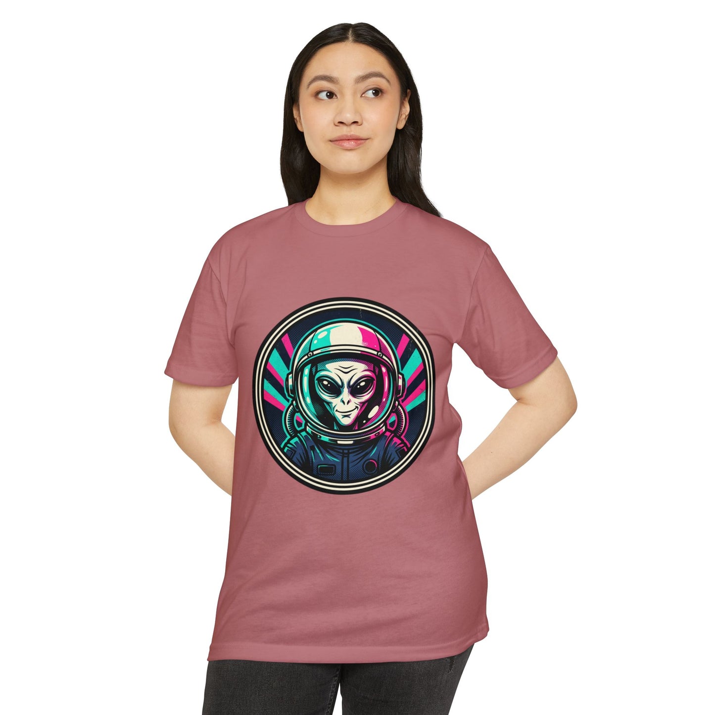 Alien Astronaut Neon Space Crew T‑Shirt