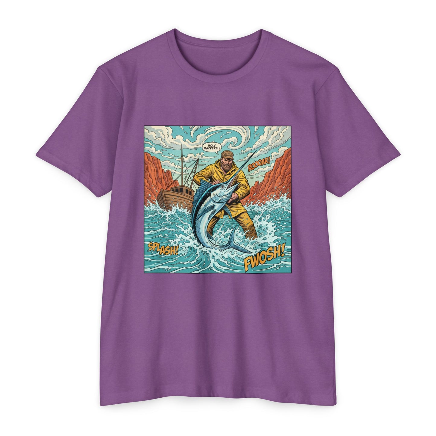 Retro Fisherman 'FWOSH' Fishing Graphic T-Shirt