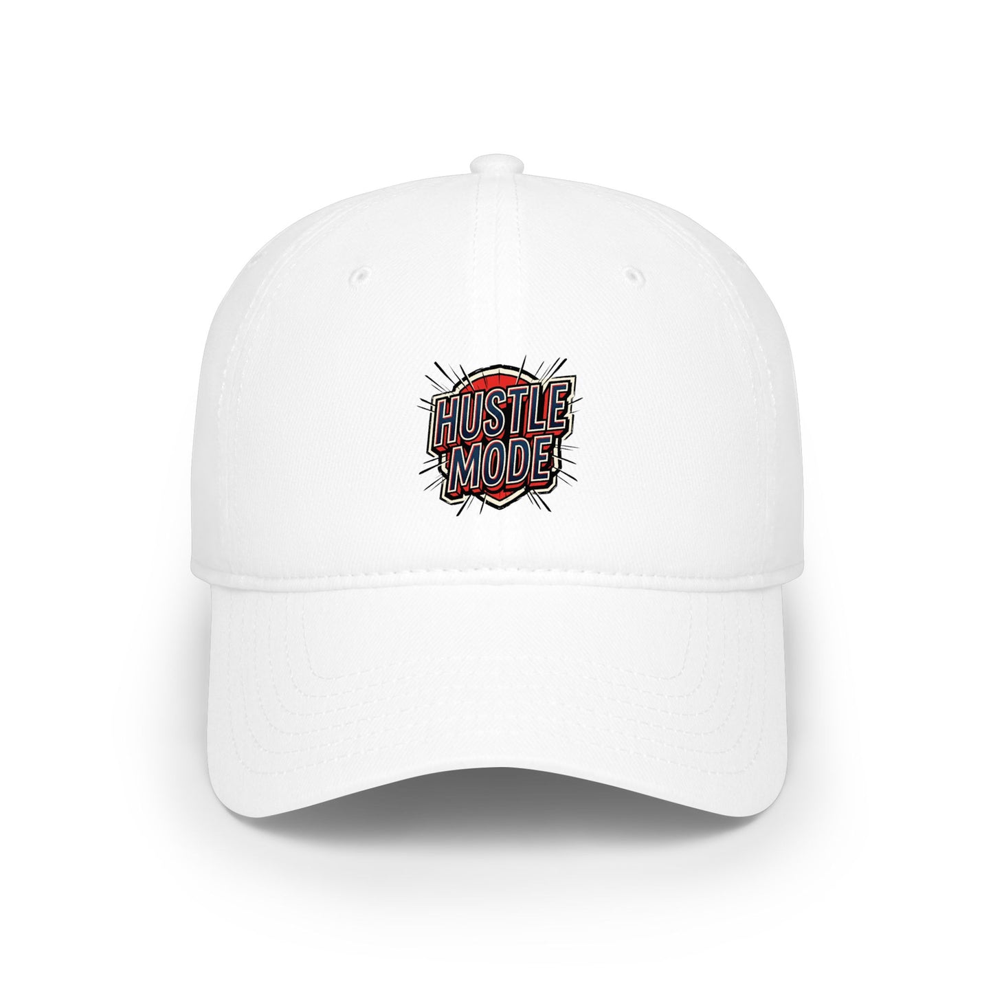 Hustle Mode Embroidered Baseball Cap — Low Profile Red Hat