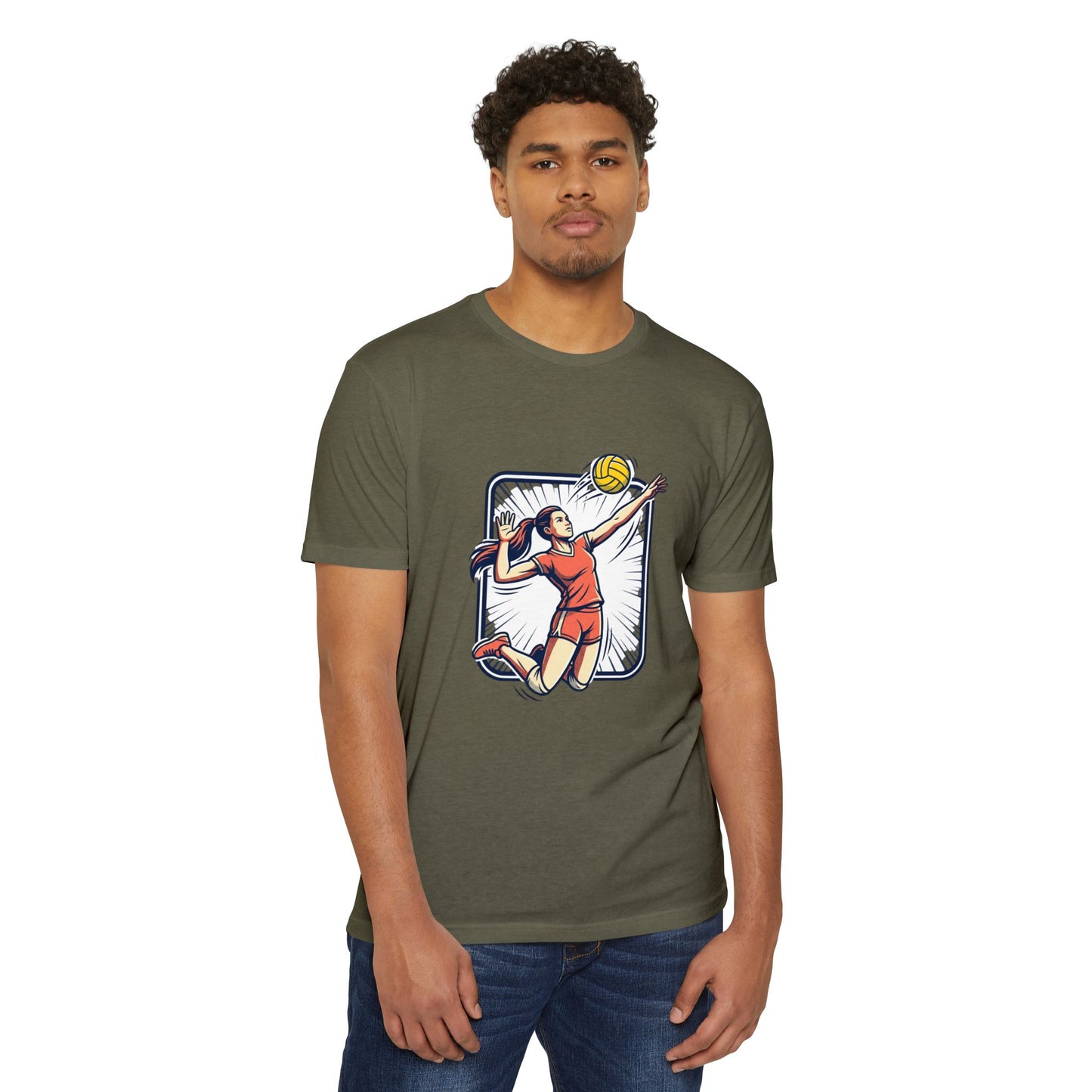 Volleyball Spike Graphic T-Shirt — Female Player Action Tee