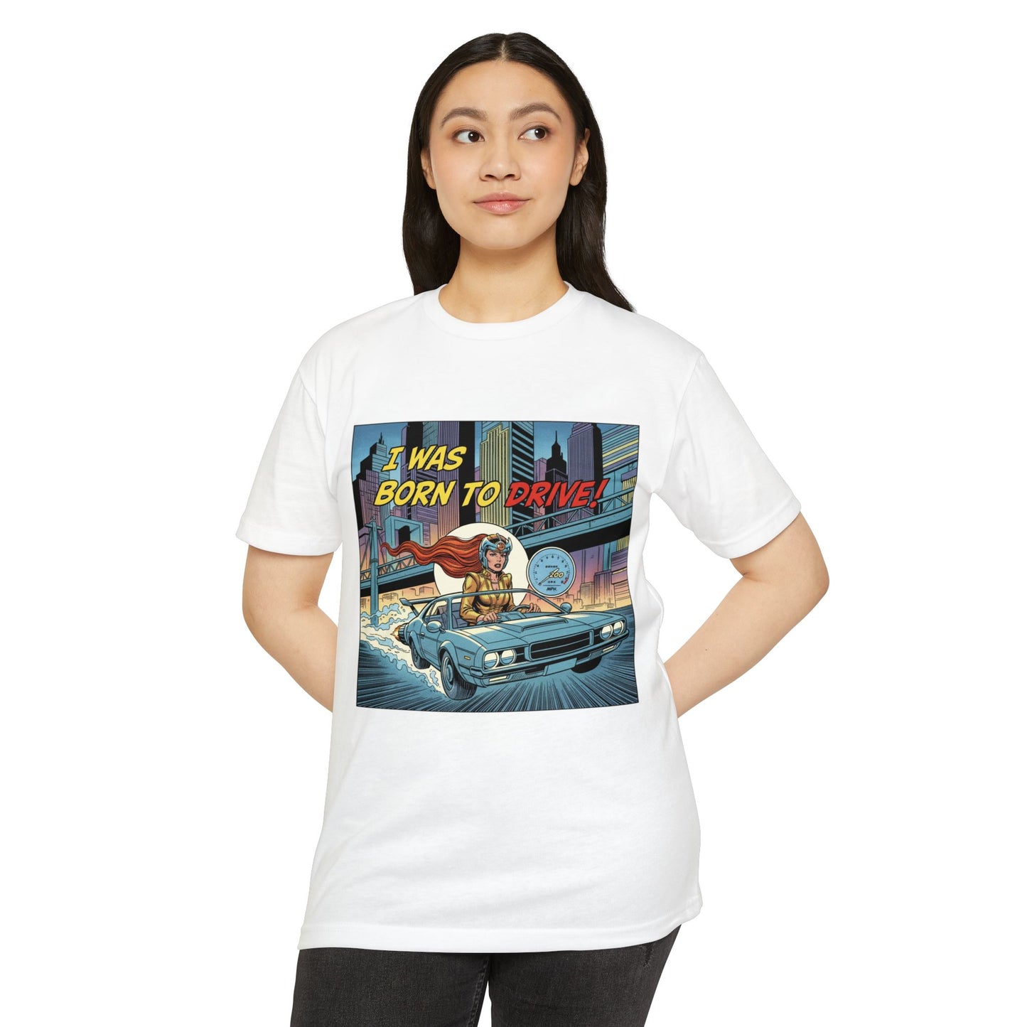 I Was Born to Drive Retro Comic Car T-Shirt