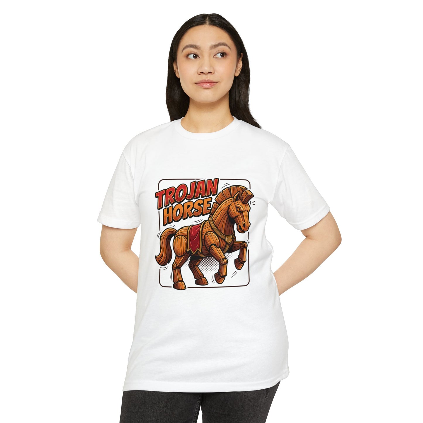 Trojan Horse Graphic Tee - Vintage Wooden Horse Illustration T-Shirt