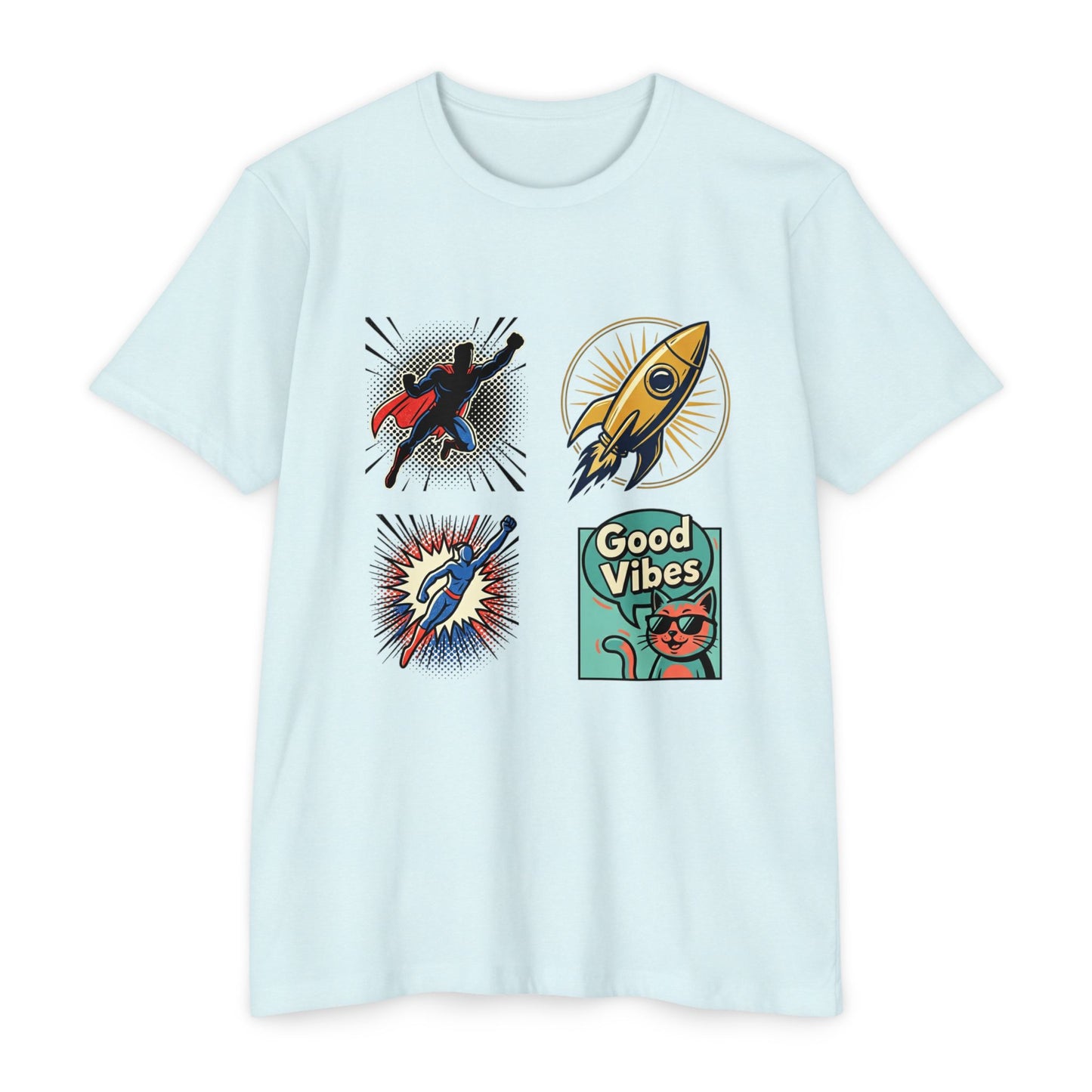 Good Vibes Rocket Retro Comic Patch T-Shirt