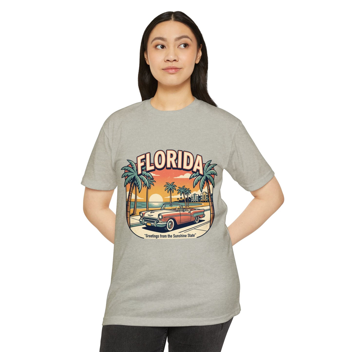 Florida Vintage Sunset T-Shirt — "Greetings from the Sunshine State"