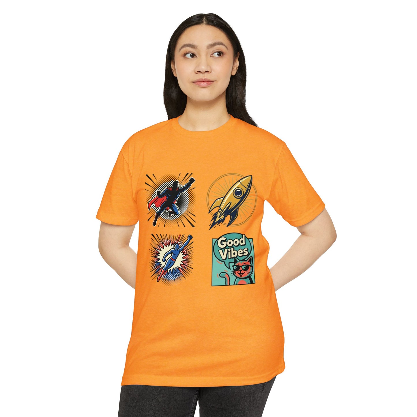 Good Vibes Rocket Retro Comic Patch T-Shirt