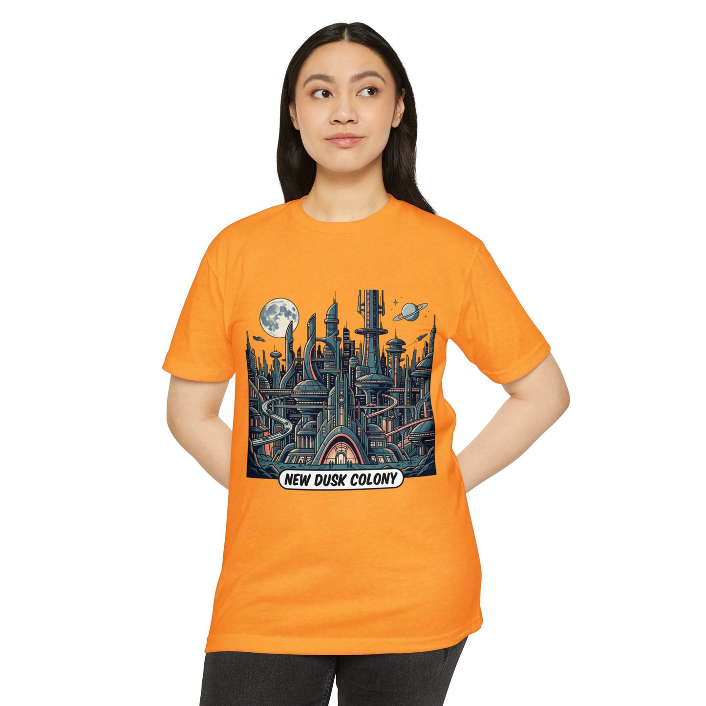 Retro Futuristic Cityscape T-Shirt — New Dusk Colony Tee