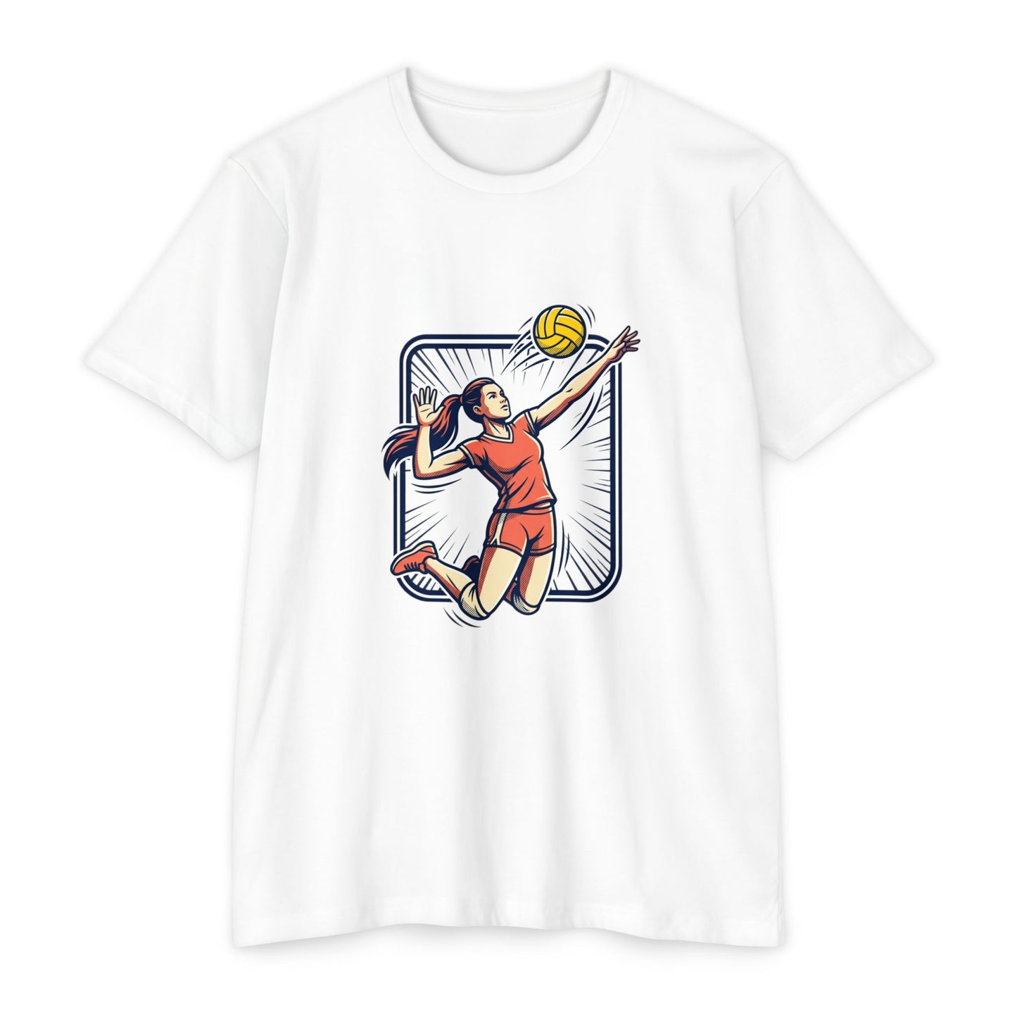 Volleyball Spike Graphic T-Shirt — Female Player Action Tee