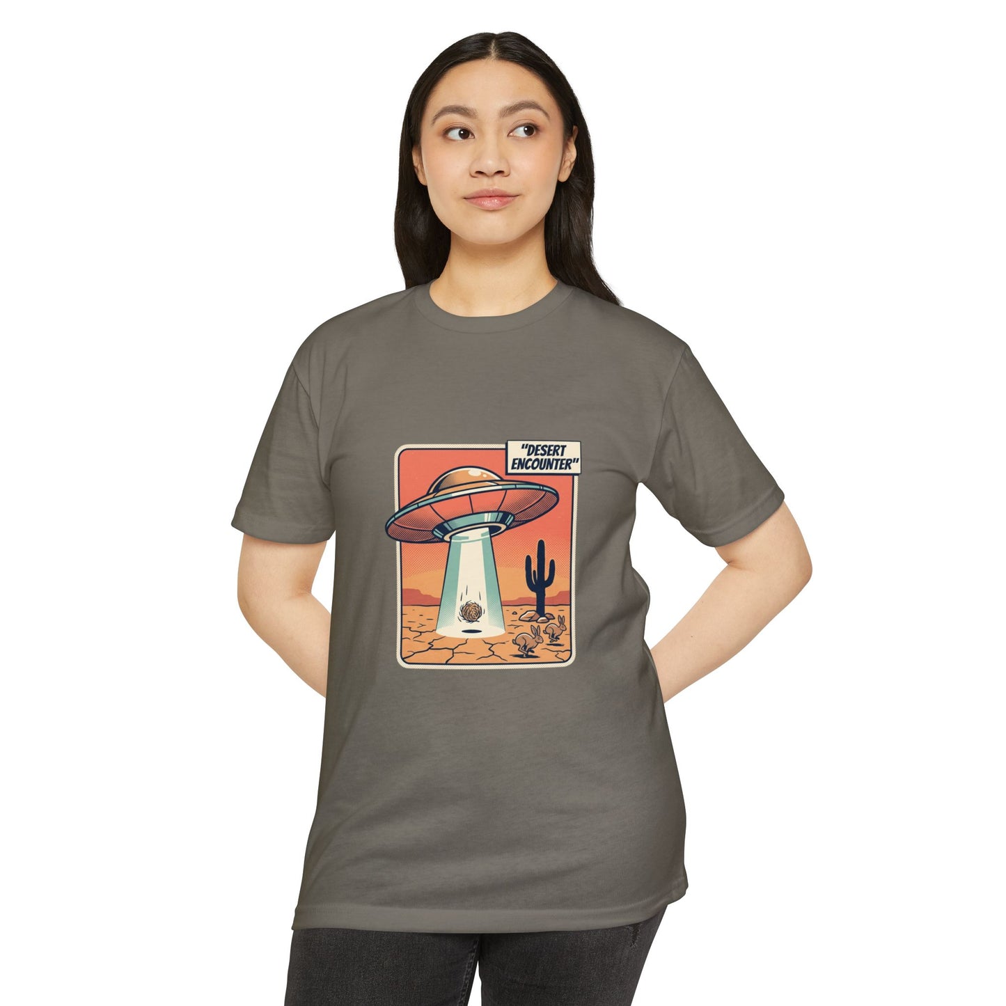 Desert Encounter T-Shirt – Retro UFO Alien Abduction Tee