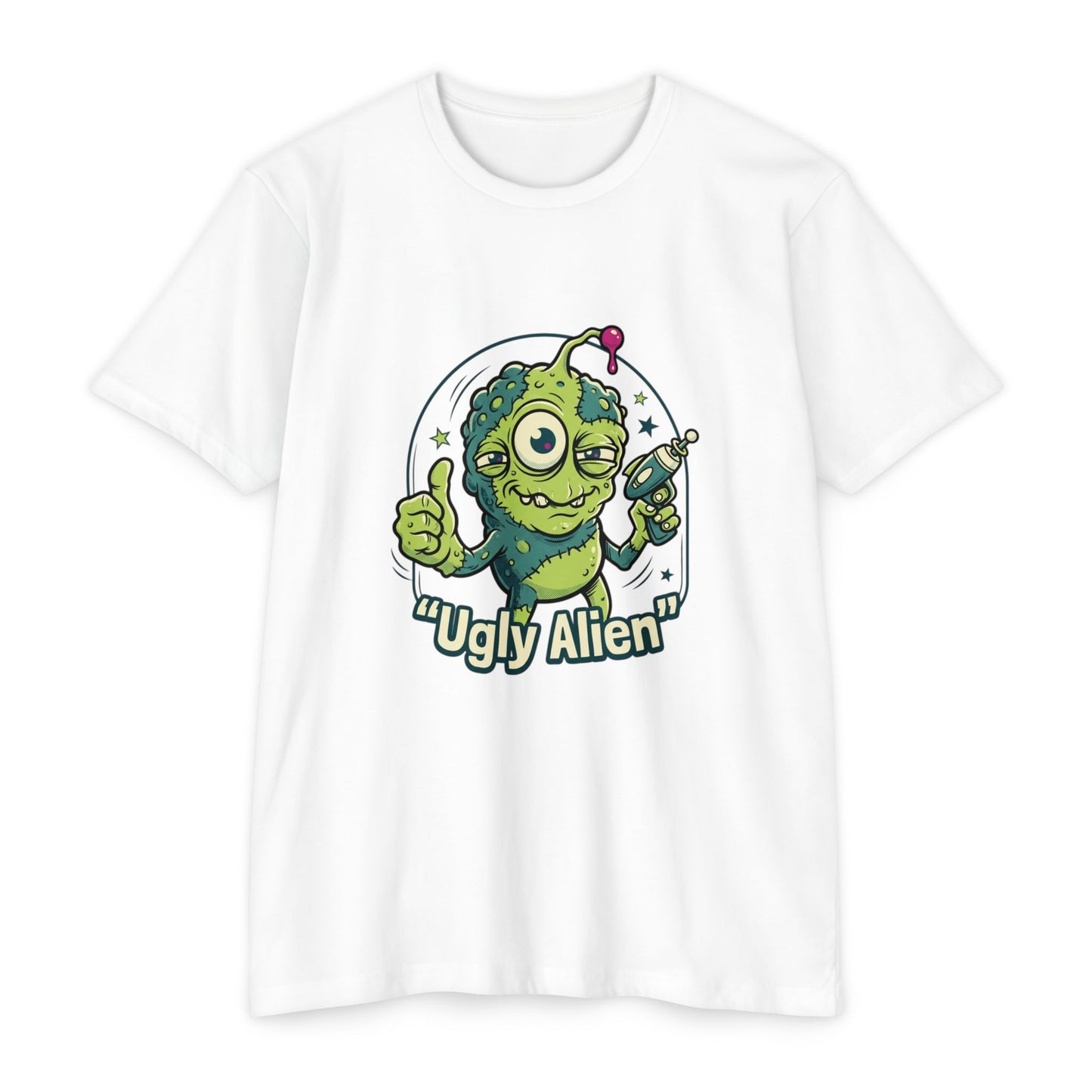 Ugly Alien Retro Cartoon Space Creature T-Shirt