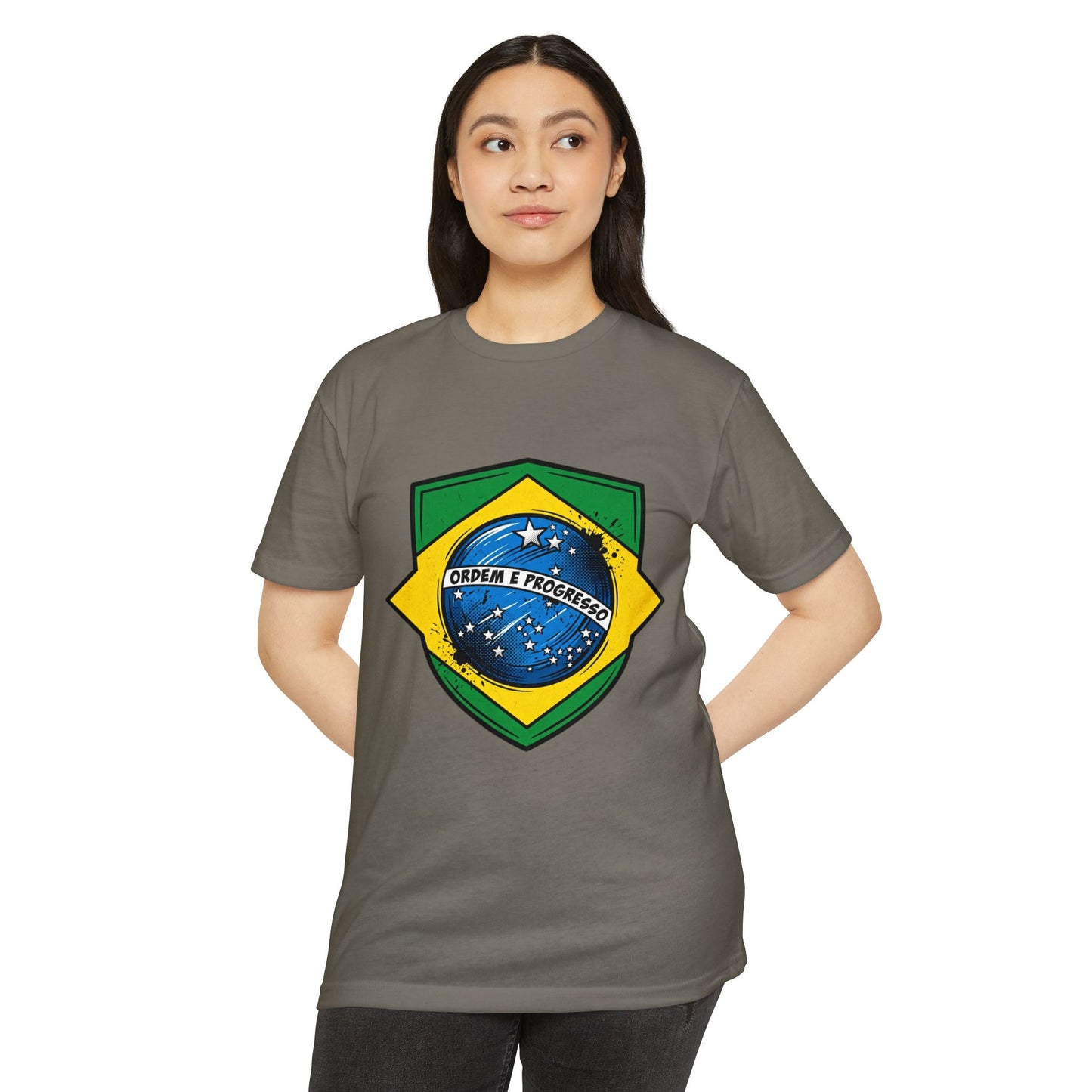 Brazil Flag Crest T-Shirt — Brazilian Soccer/Patriot Pride Tee