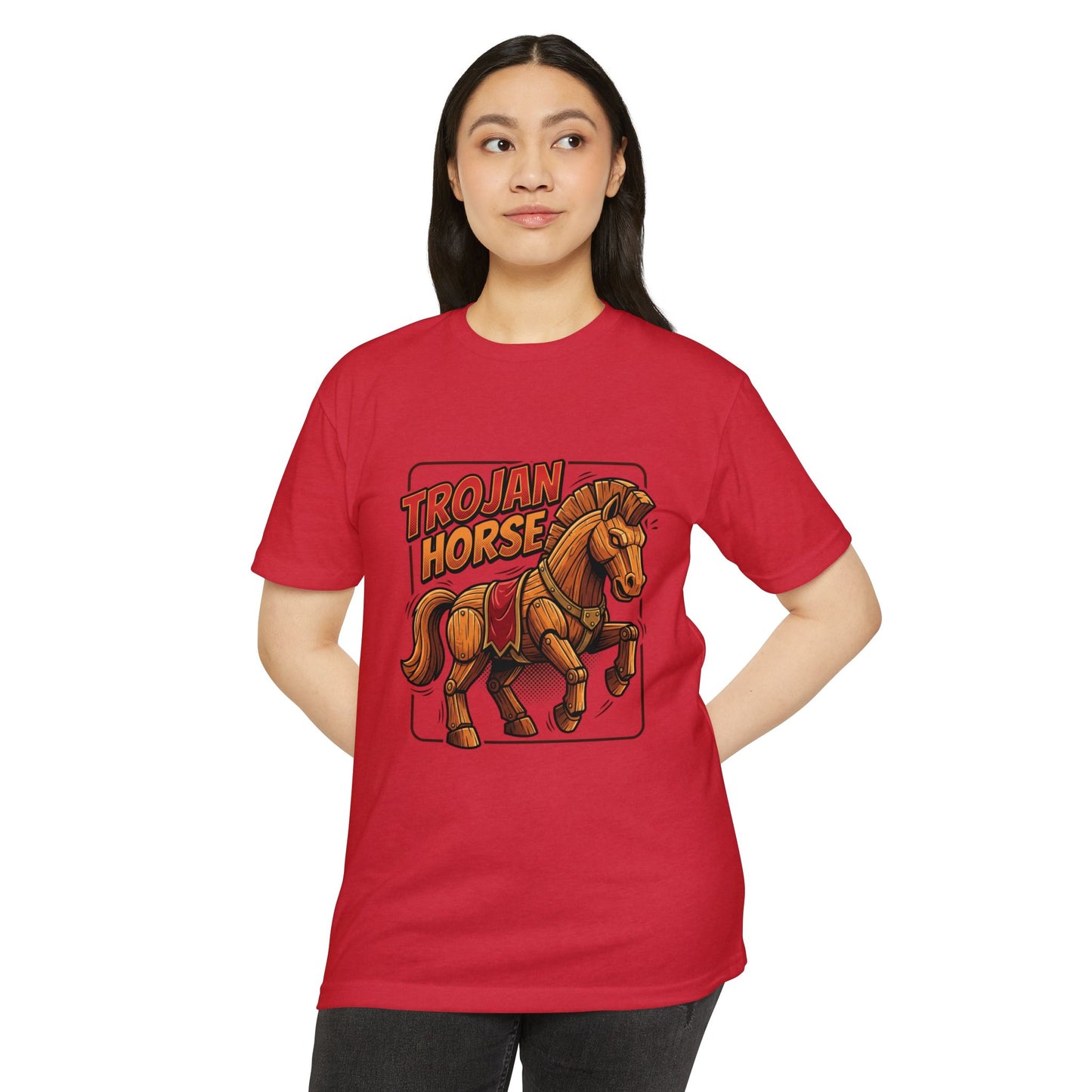 Trojan Horse Graphic Tee - Vintage Wooden Horse Illustration T-Shirt