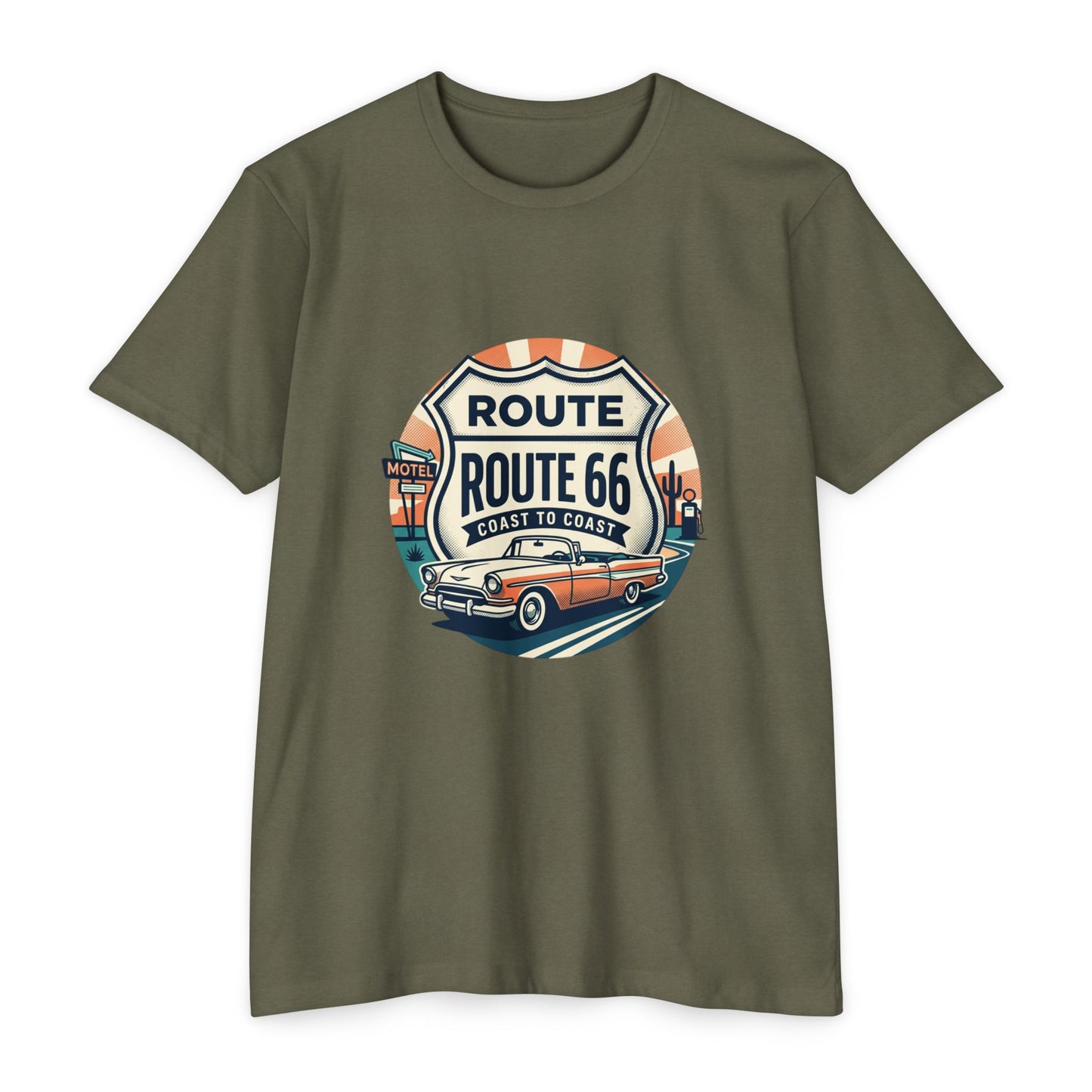 Route 66 Vintage Car T-Shirt — Classic Road Trip Retro Tee
