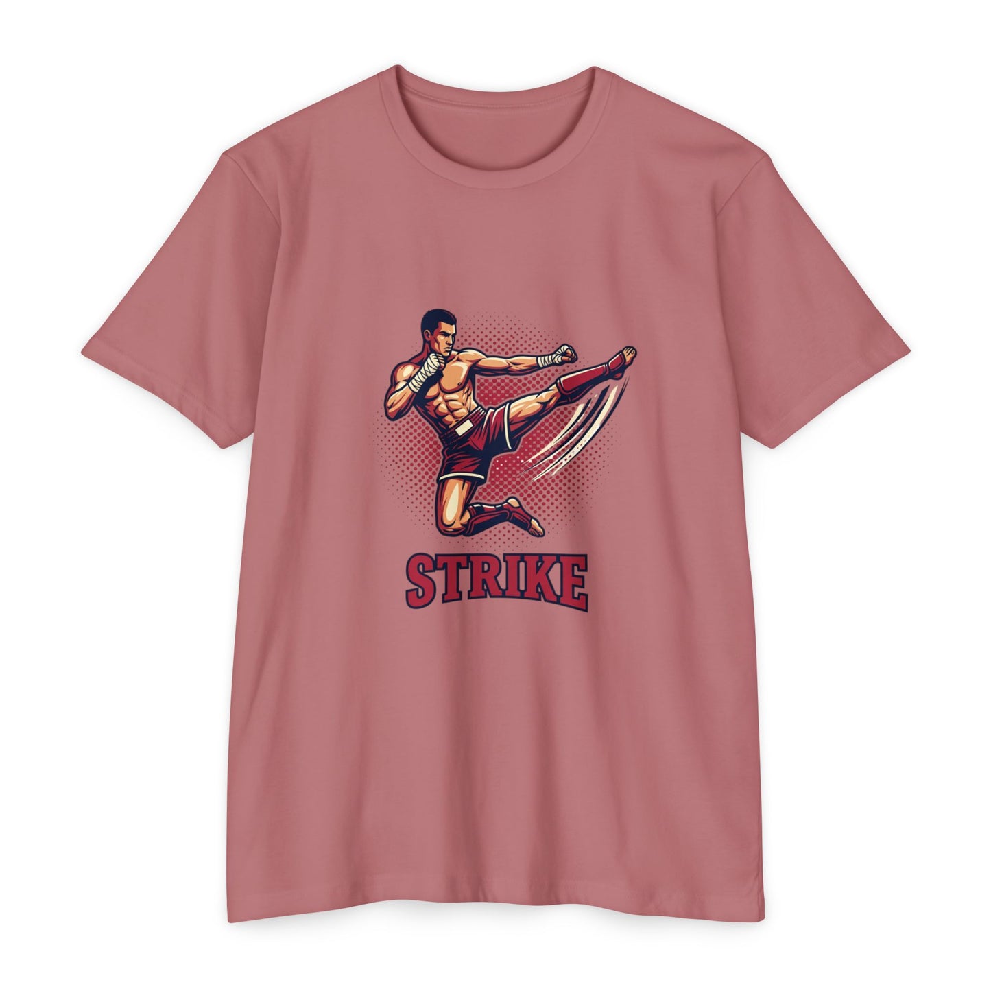 Camiseta de Chute de Artes Marciais — Camiseta Gráfica Retrô 'STRIKE' de Lutador