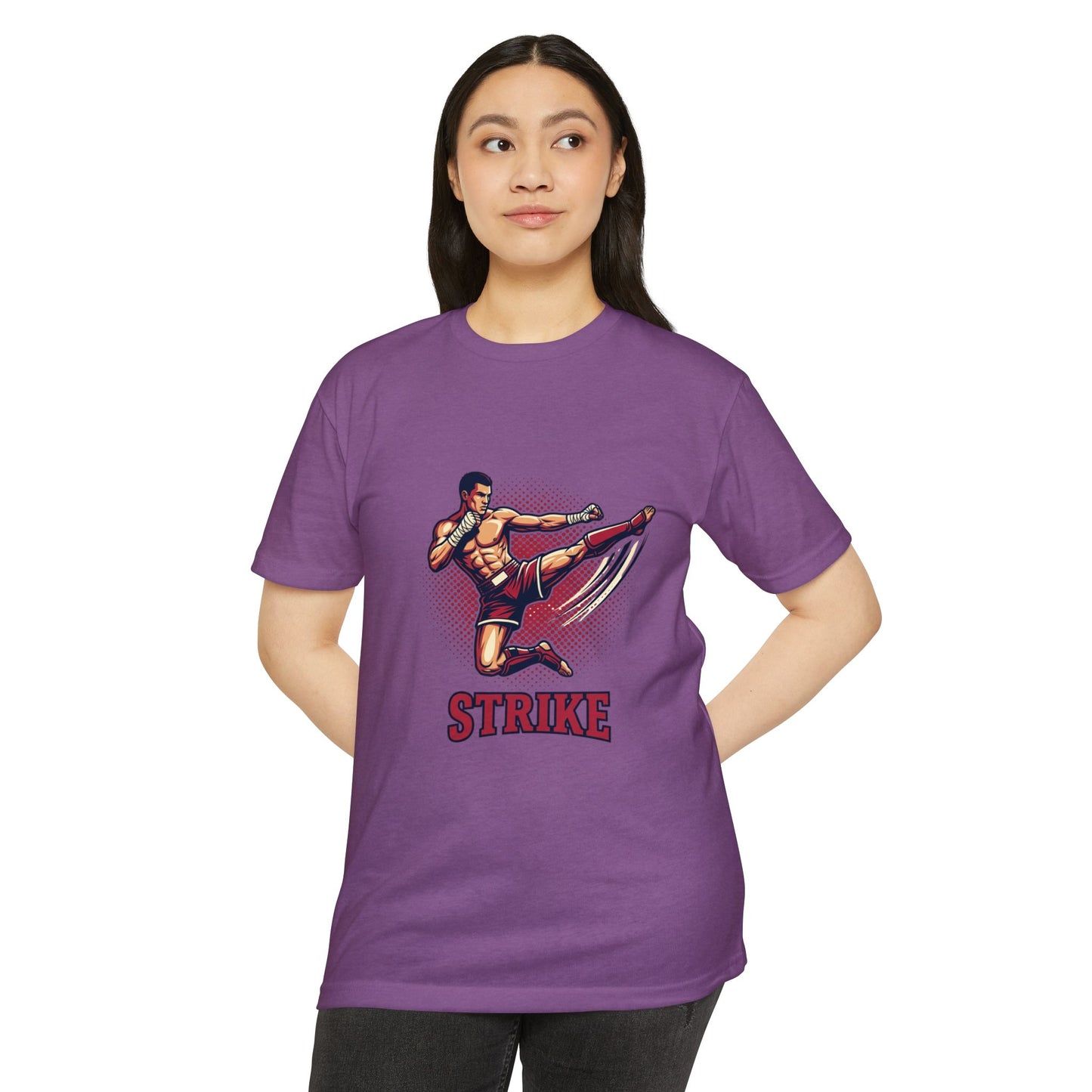 Camiseta de Chute de Artes Marciais — Camiseta Gráfica Retrô 'STRIKE' de Lutador